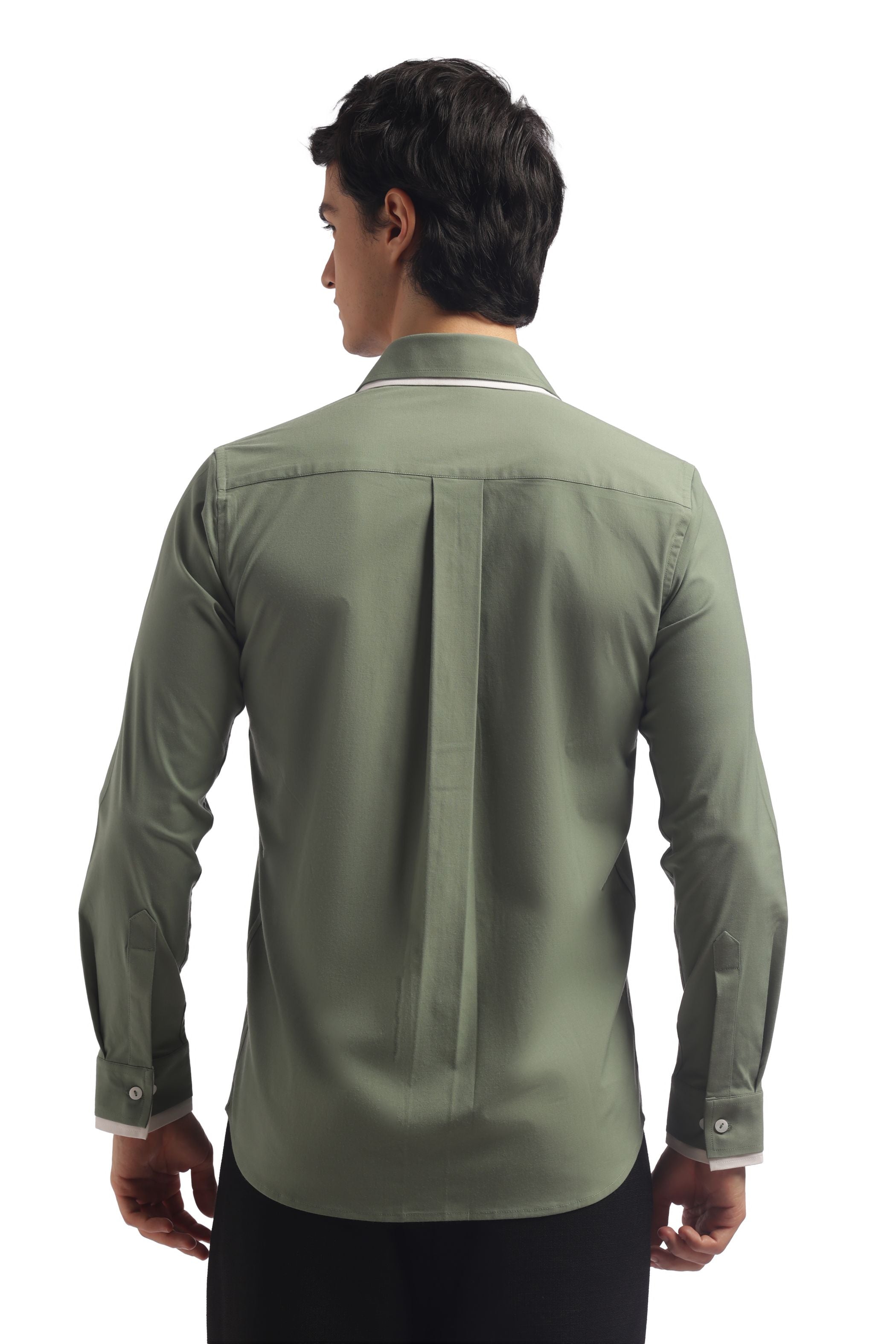 Muted Green Double Collar Shirt