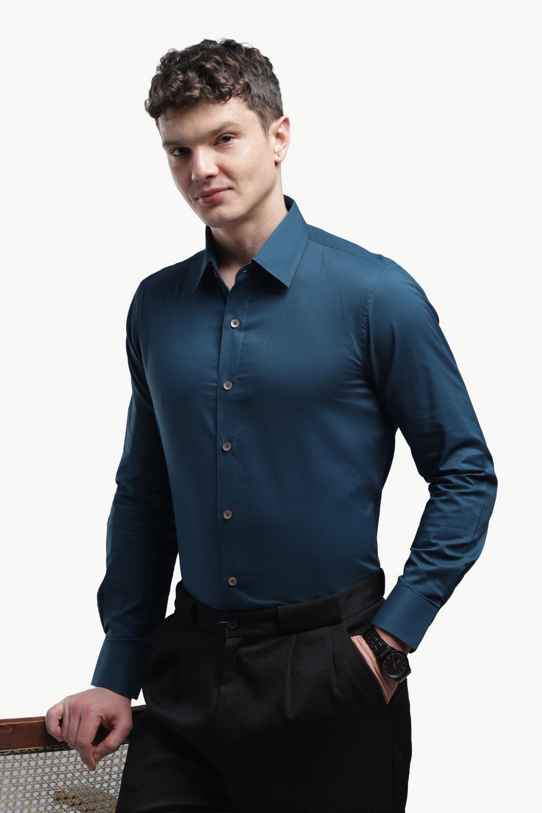 Peacock Blue Relax Fit Shirt