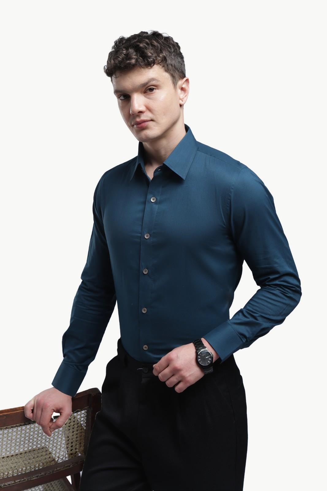 Peacock Blue Relax Fit Shirt