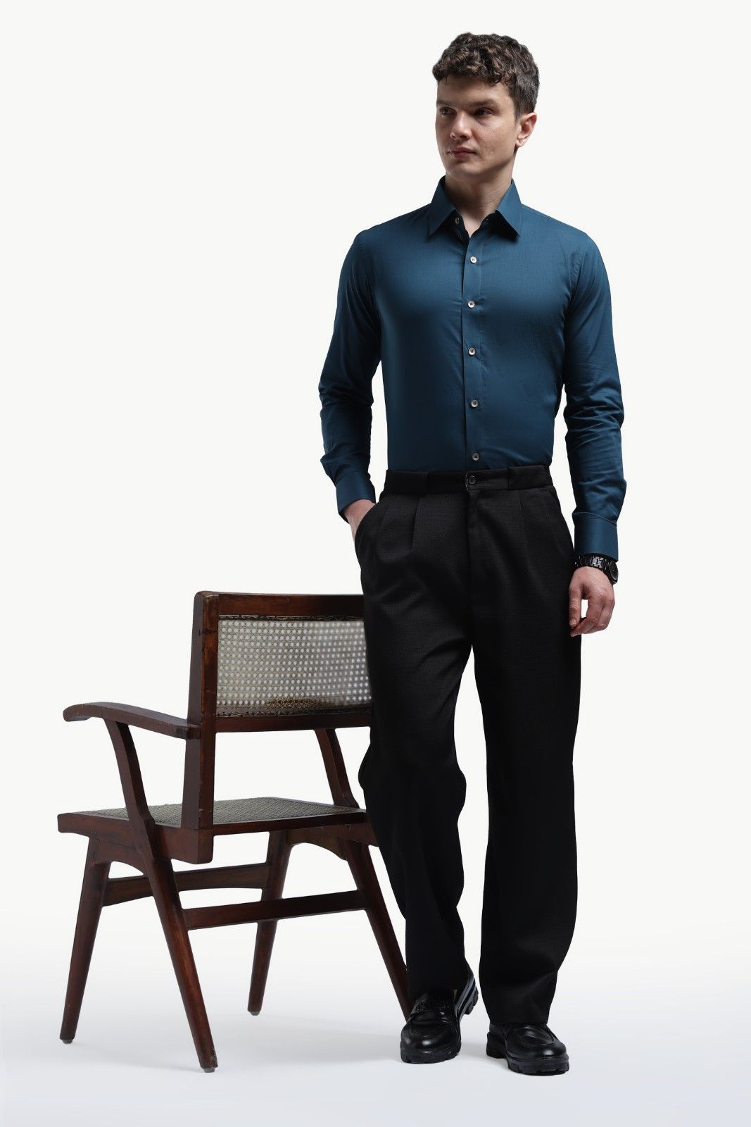 Peacock Blue Relax Fit Shirt