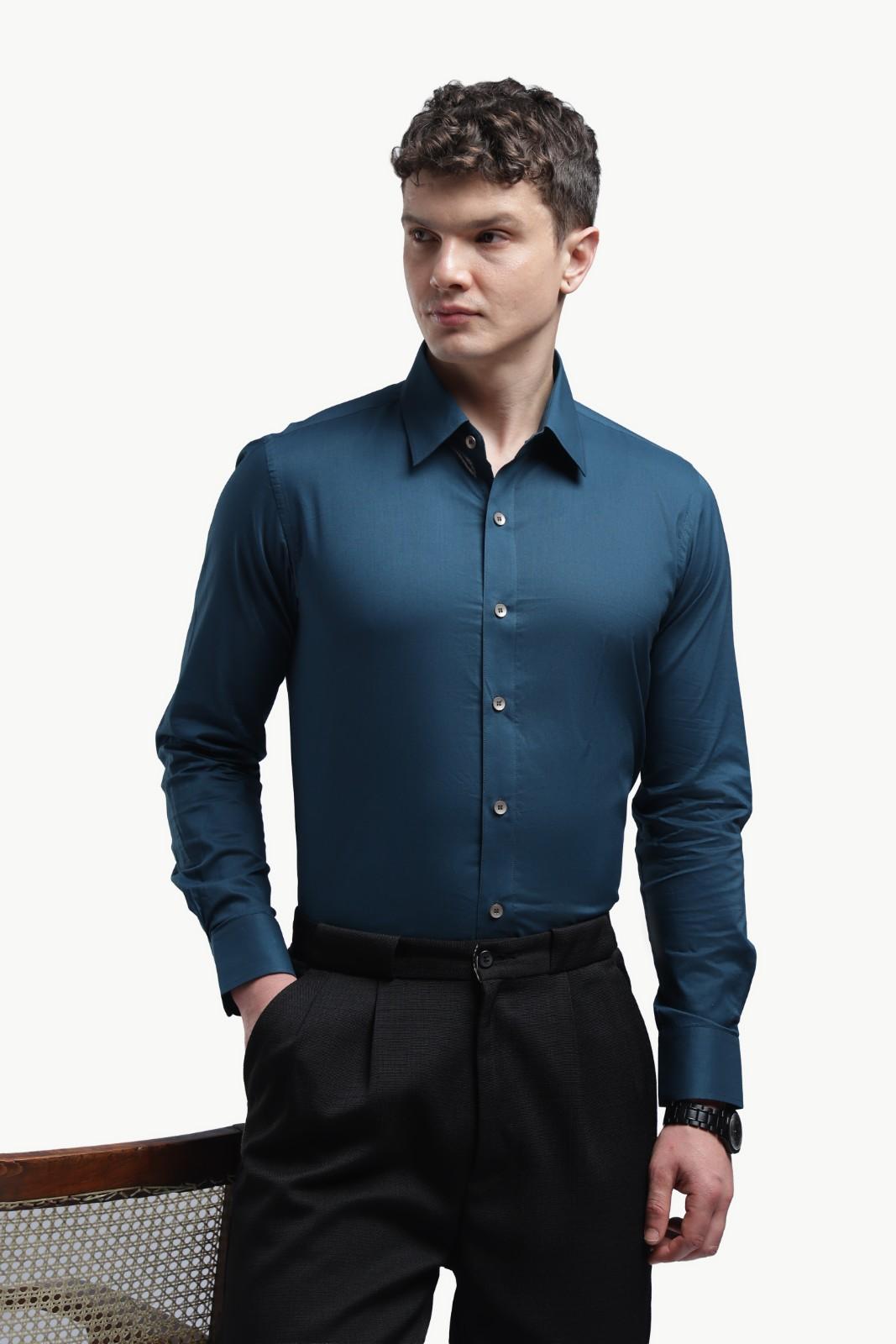 Peacock Blue Relax Fit Shirt