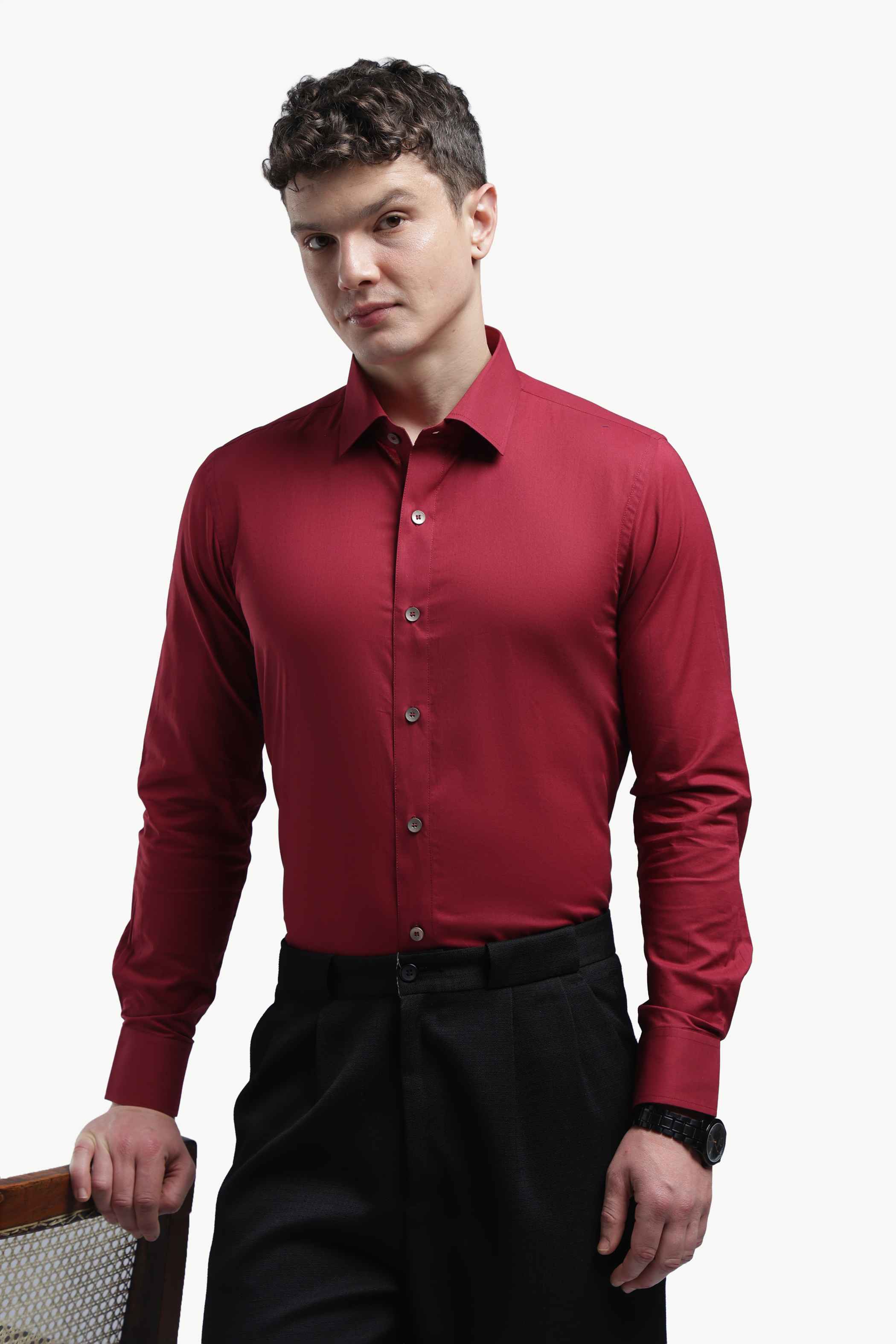 Maroon Placket Design Shirt