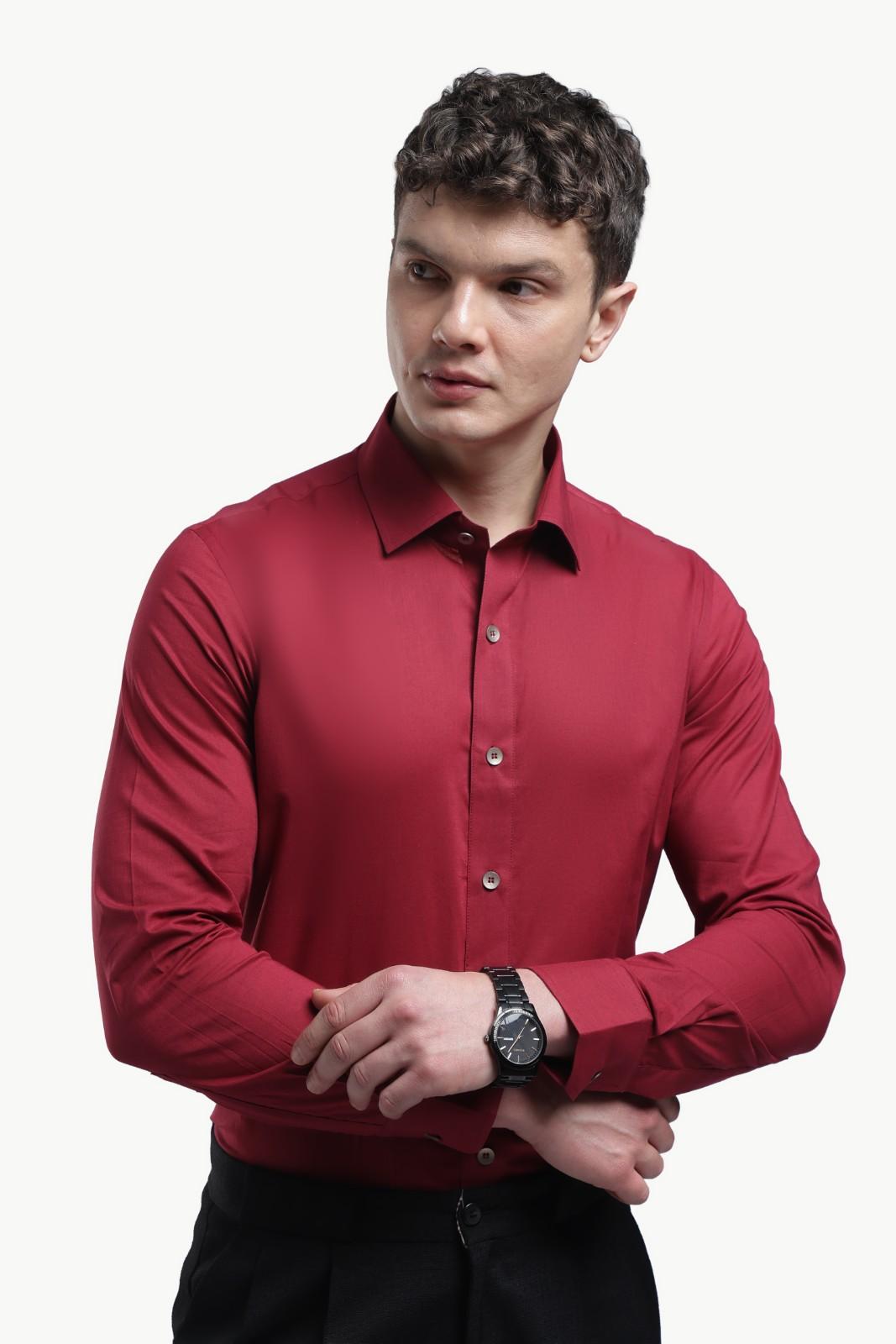 Dark Red Relax Fit Shirt