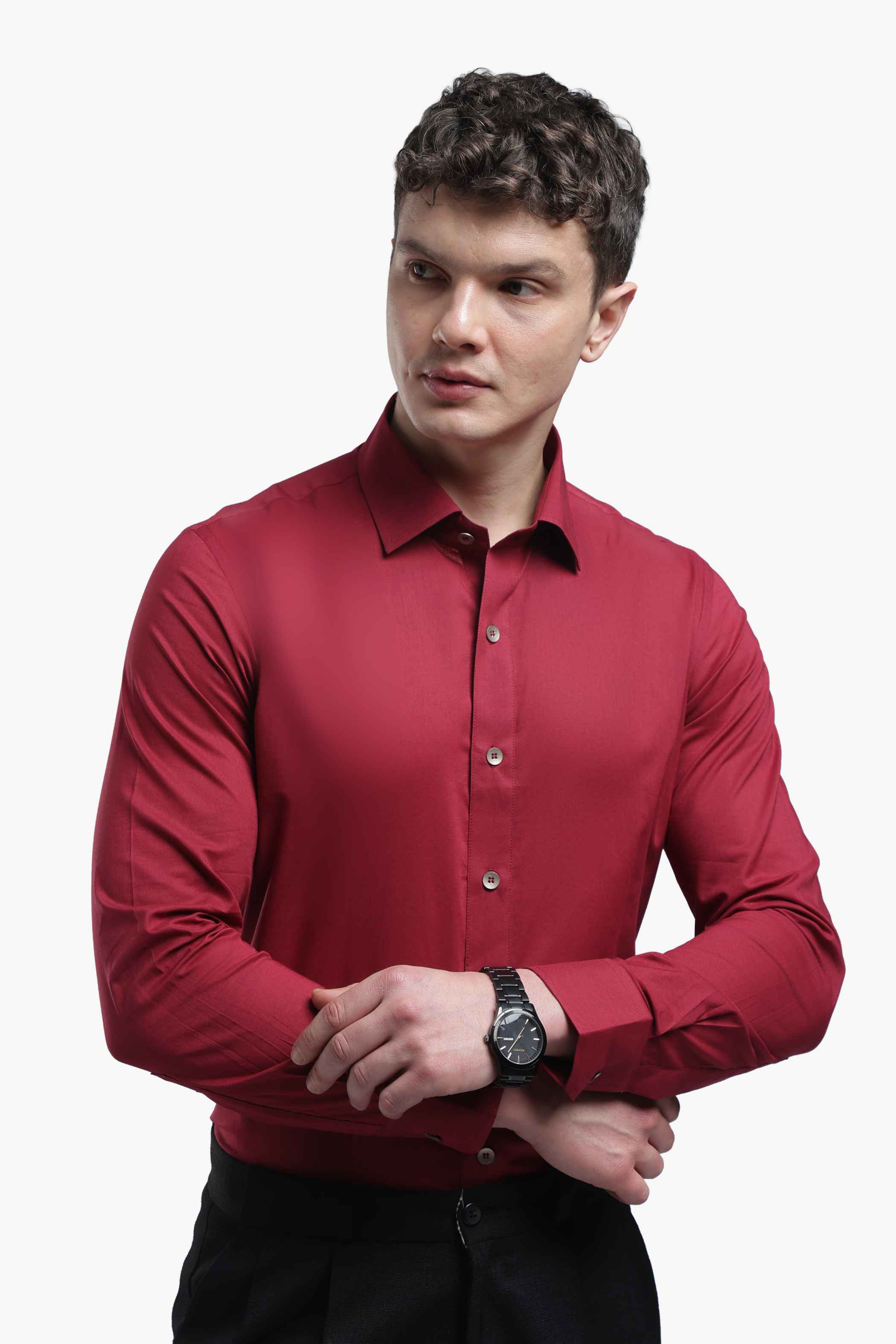 Maroon Placket Design Shirt