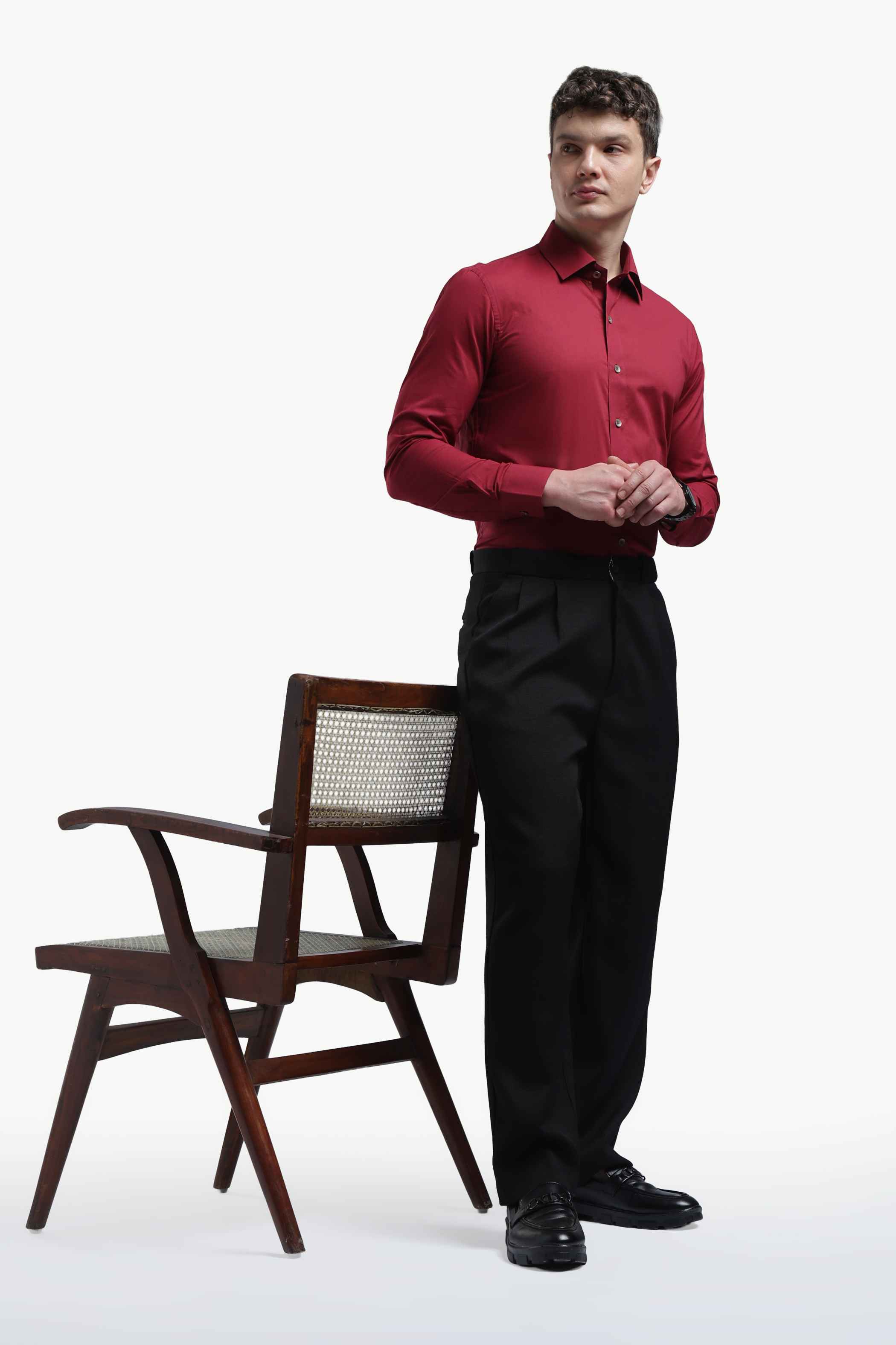 Maroon Placket Design Shirt
