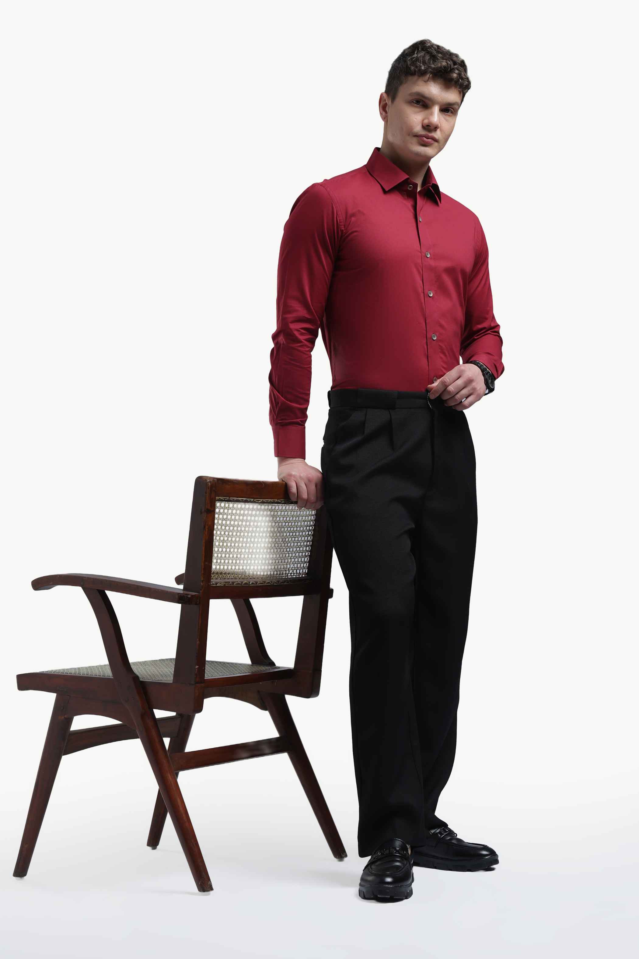 Maroon Placket Design Shirt