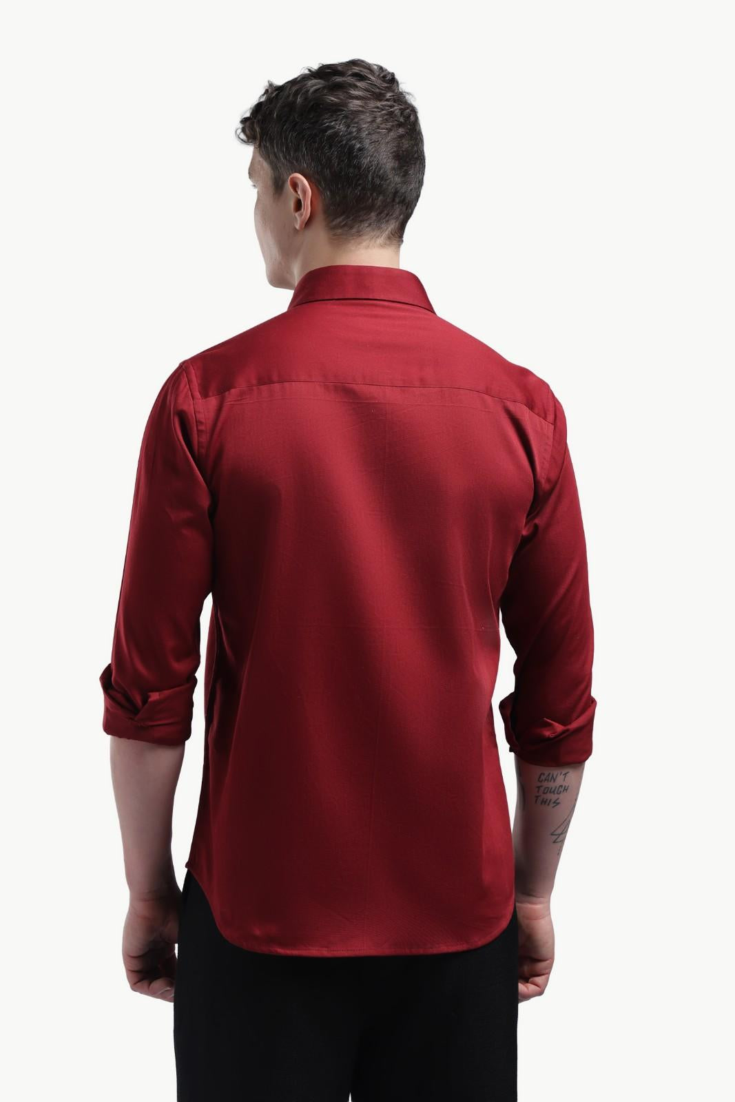 Maroon Placket Design Shirt – Premium Solid Shirt for Men