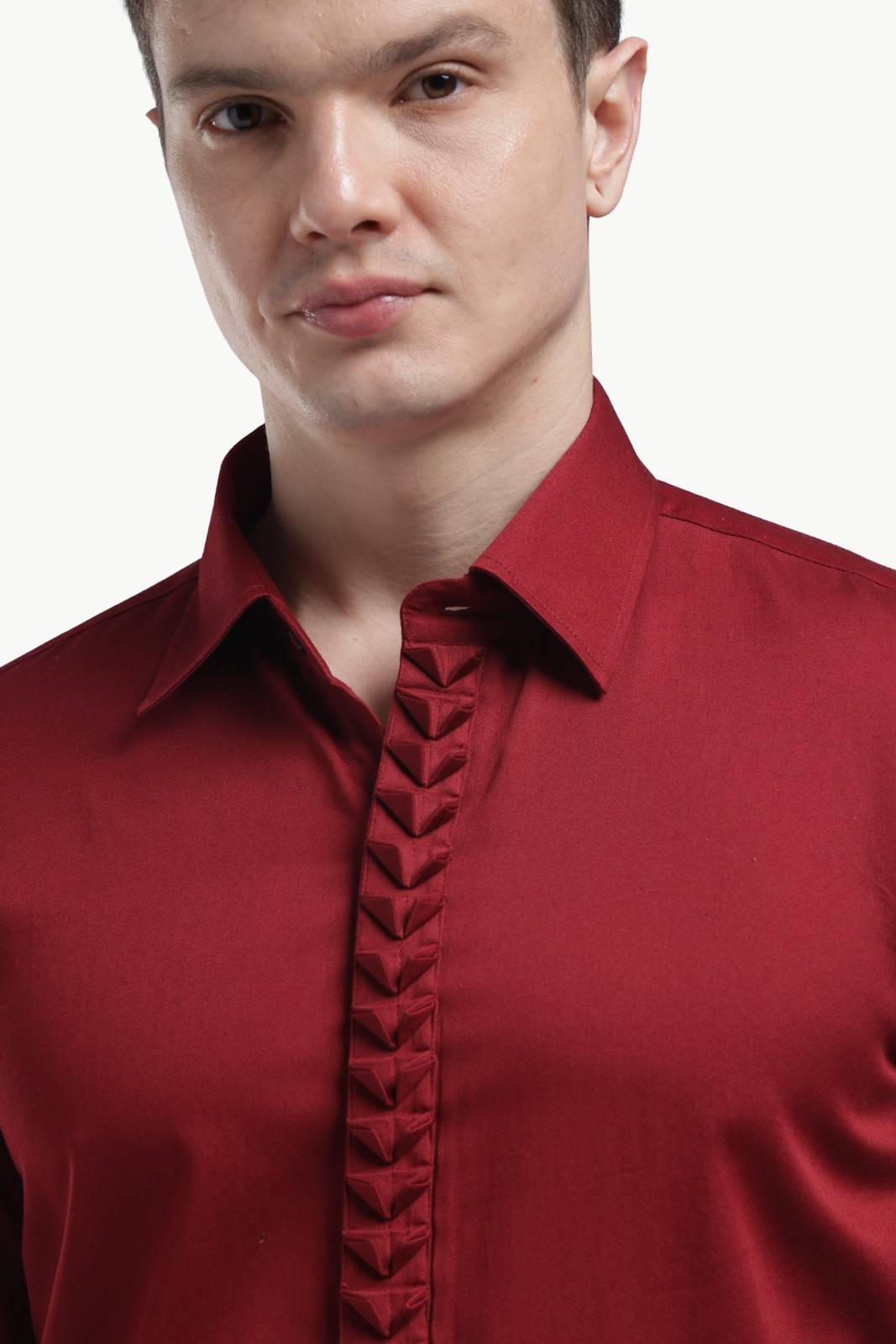 Maroon Placket Design Shirt – Premium Solid Shirt for Men