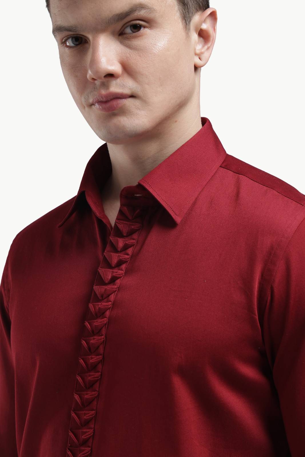 Maroon Placket Design Shirt – Premium Solid Shirt for Men