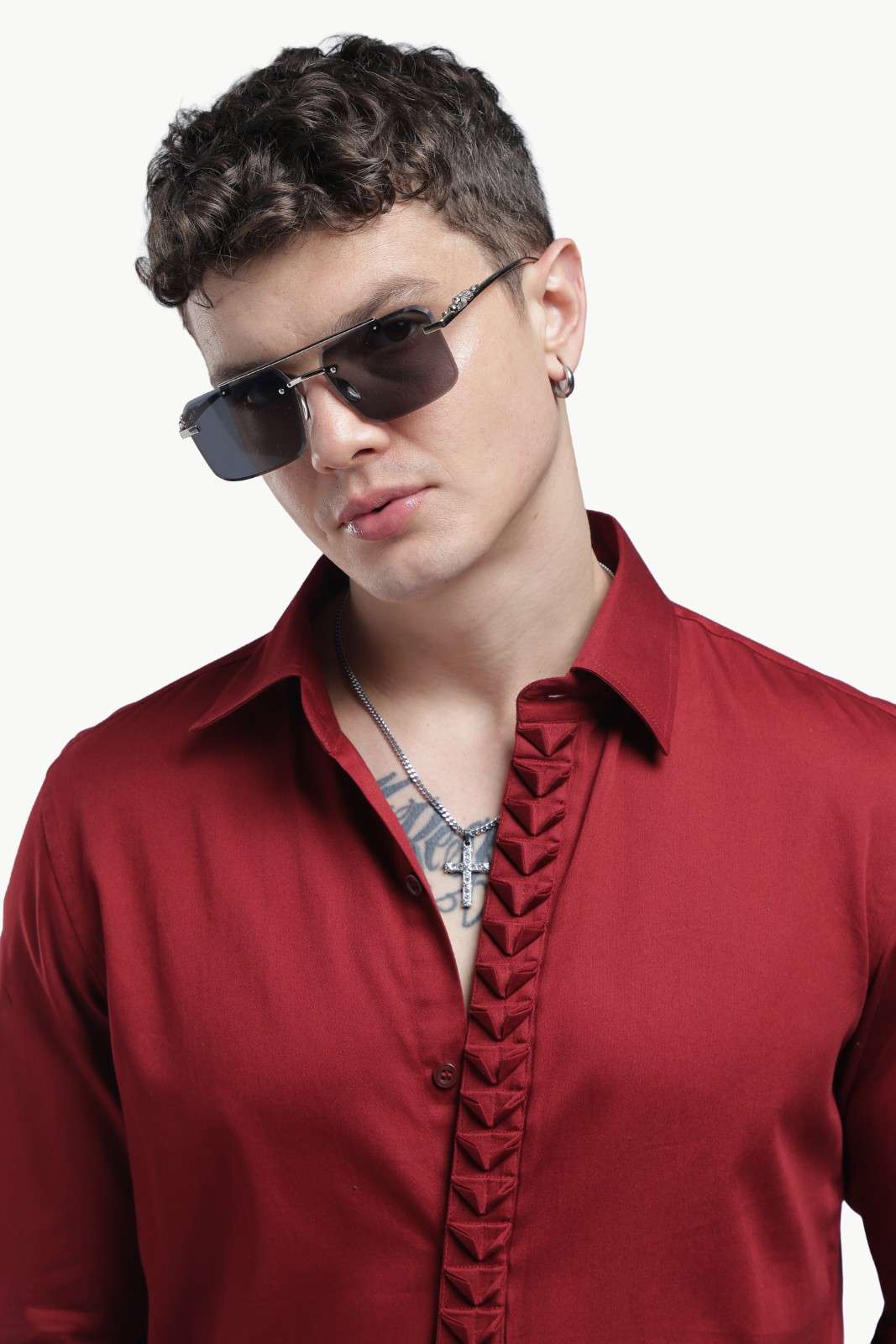 Maroon Placket Design Shirt – Premium Solid Shirt for Men