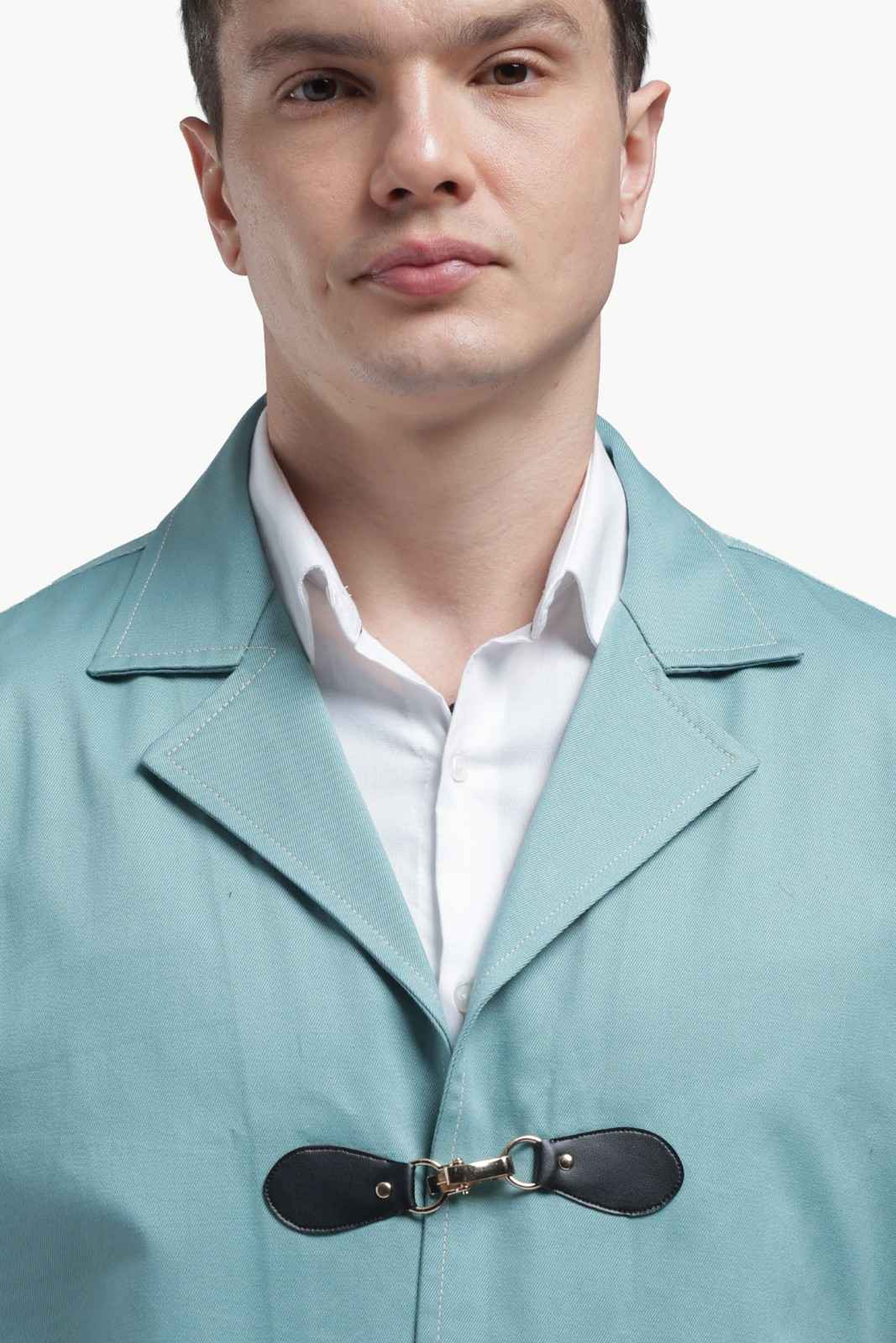 Blue Twill Sleevless Jacket