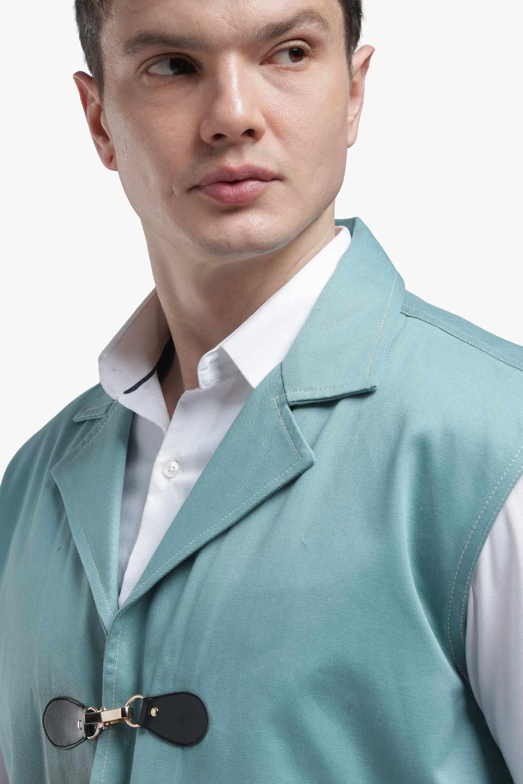 Blue Twill Sleevless Jacket
