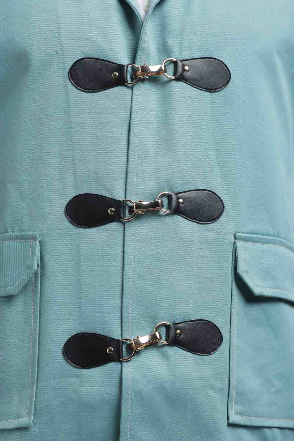 Blue Twill Sleevless Jacket