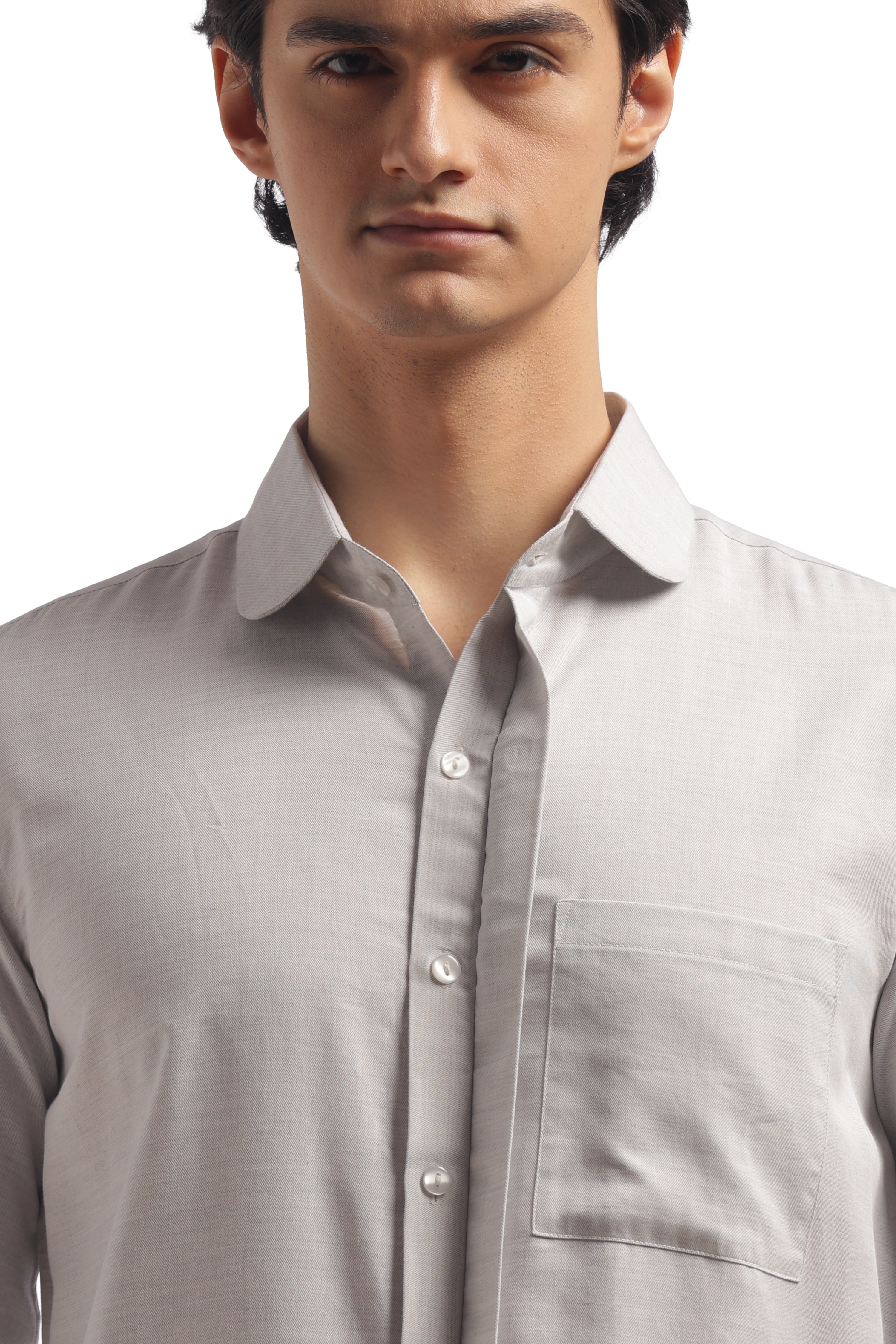 Light Grey Club Collar Relax Fit Shirt