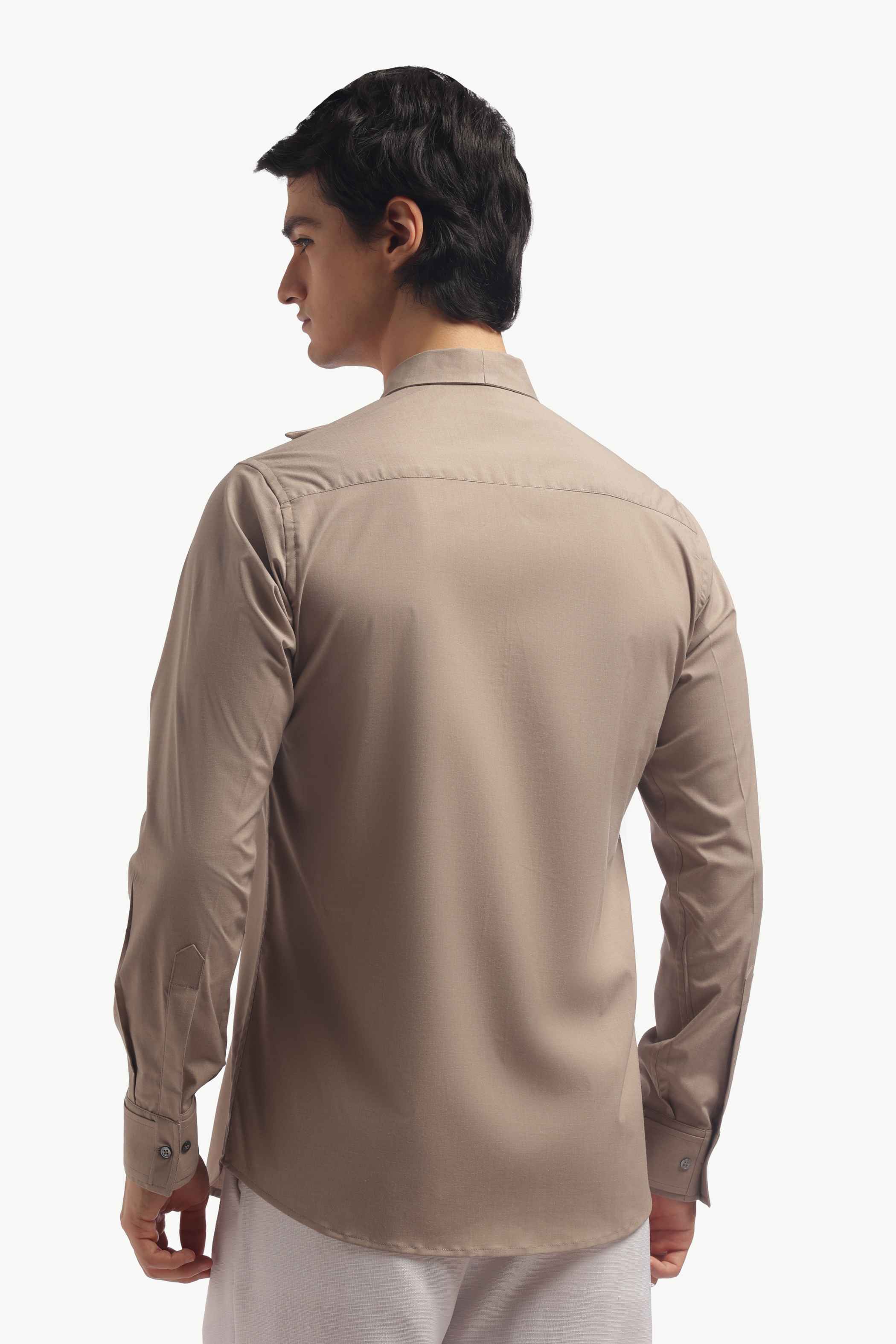 Soft Beige Sailor Collar Shirt