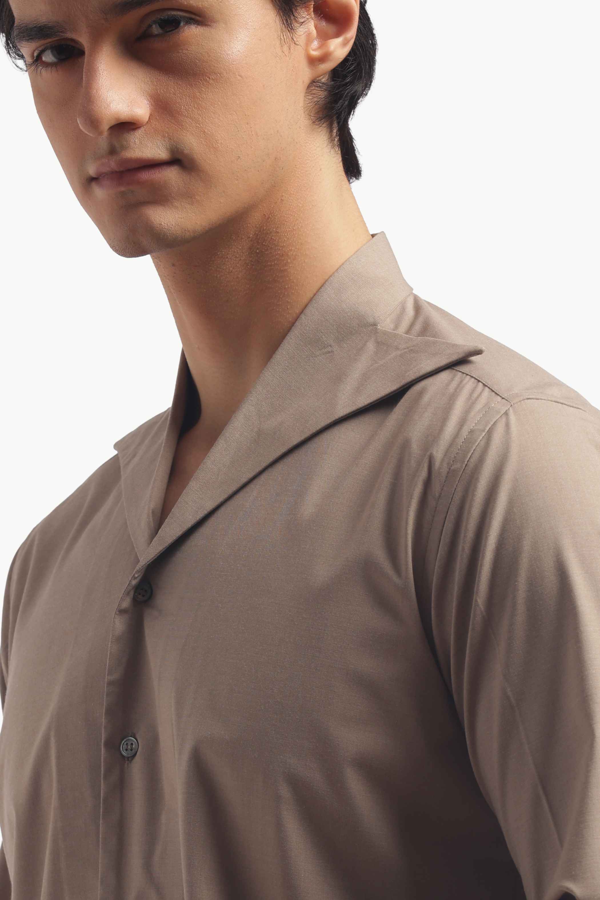Soft Beige Sailor Collar Shirt