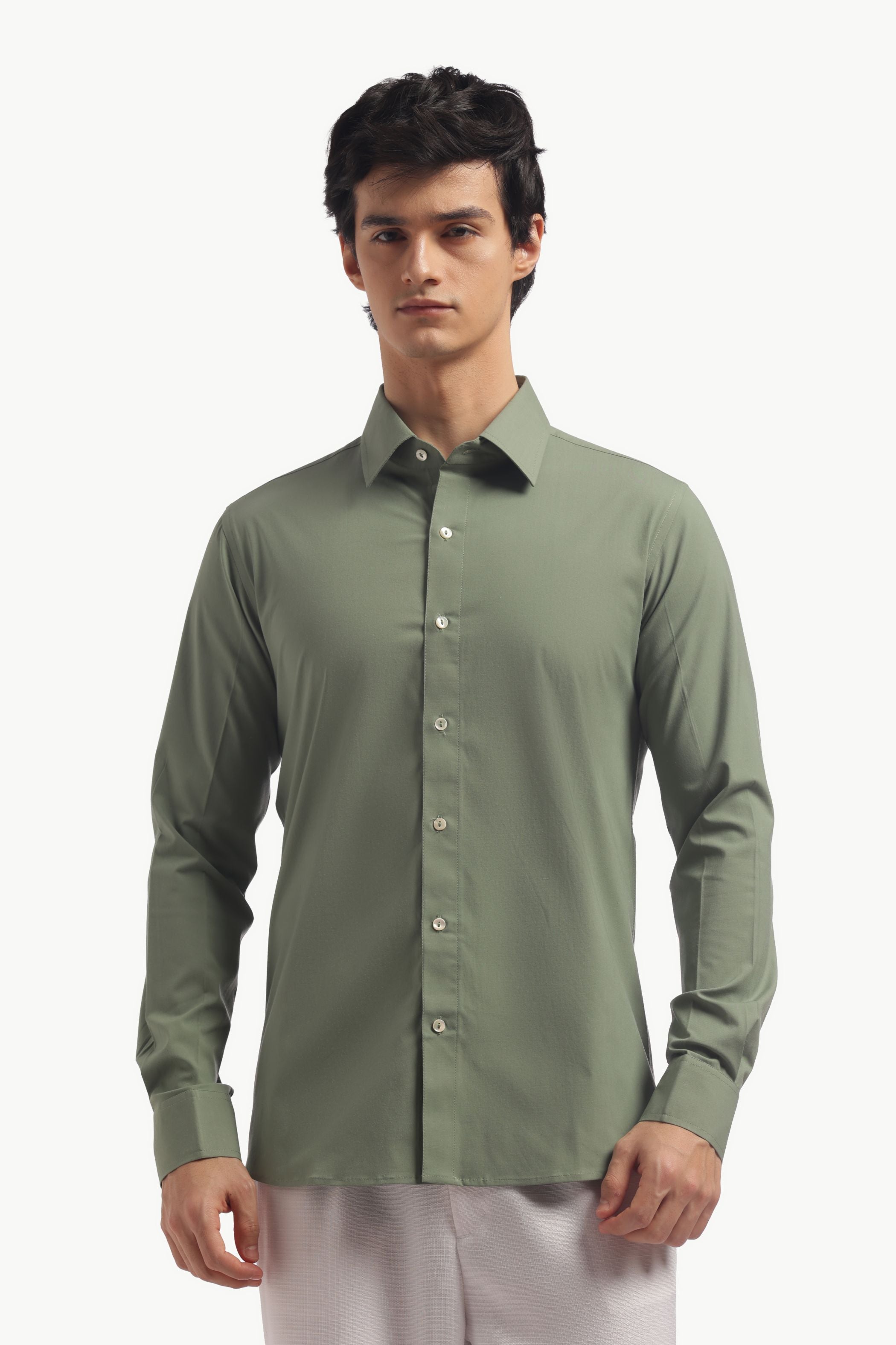 Muted Green Muscle Fit Classic Shirt