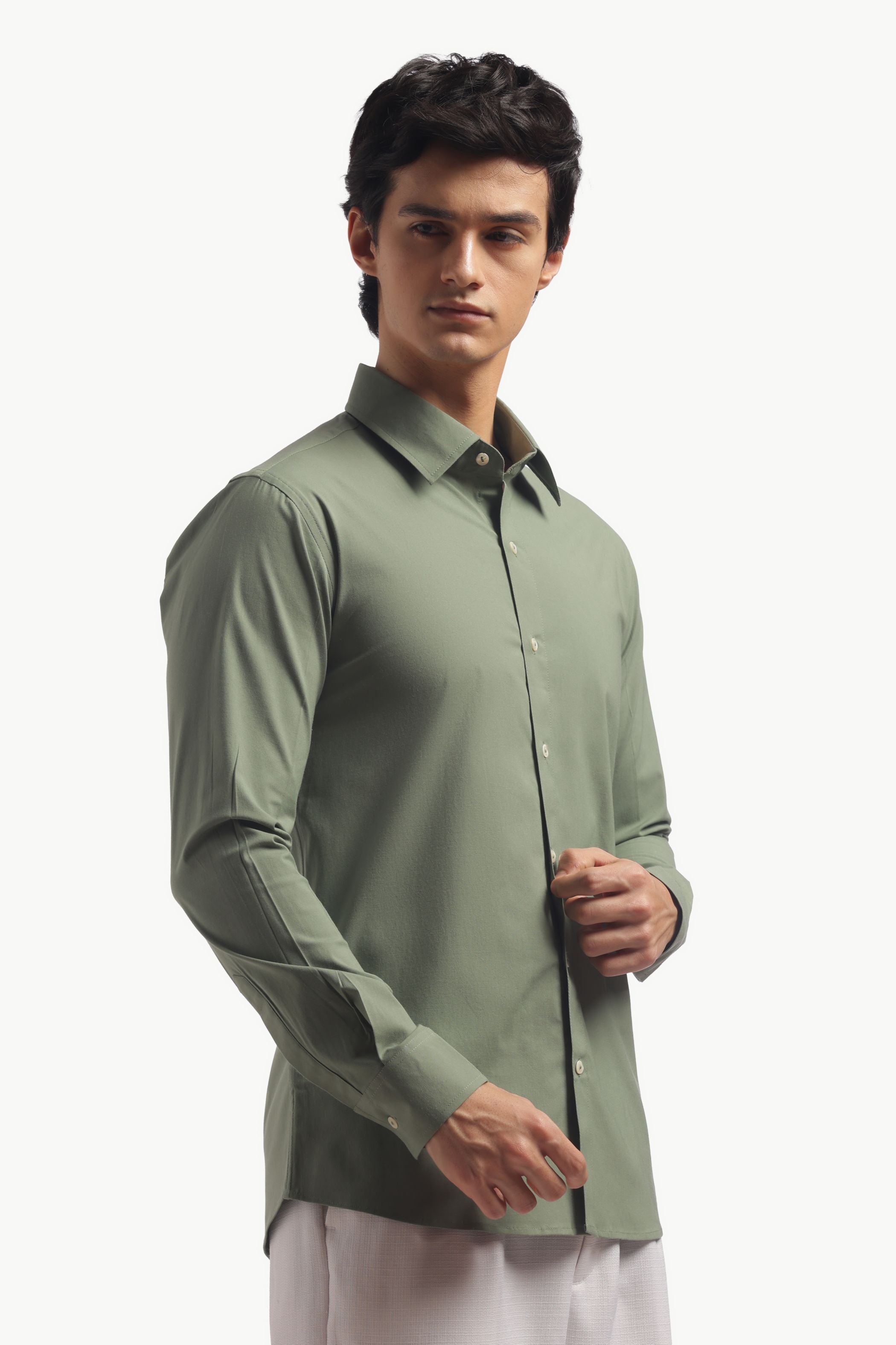Muted Green Muscle Fit Classic Shirt