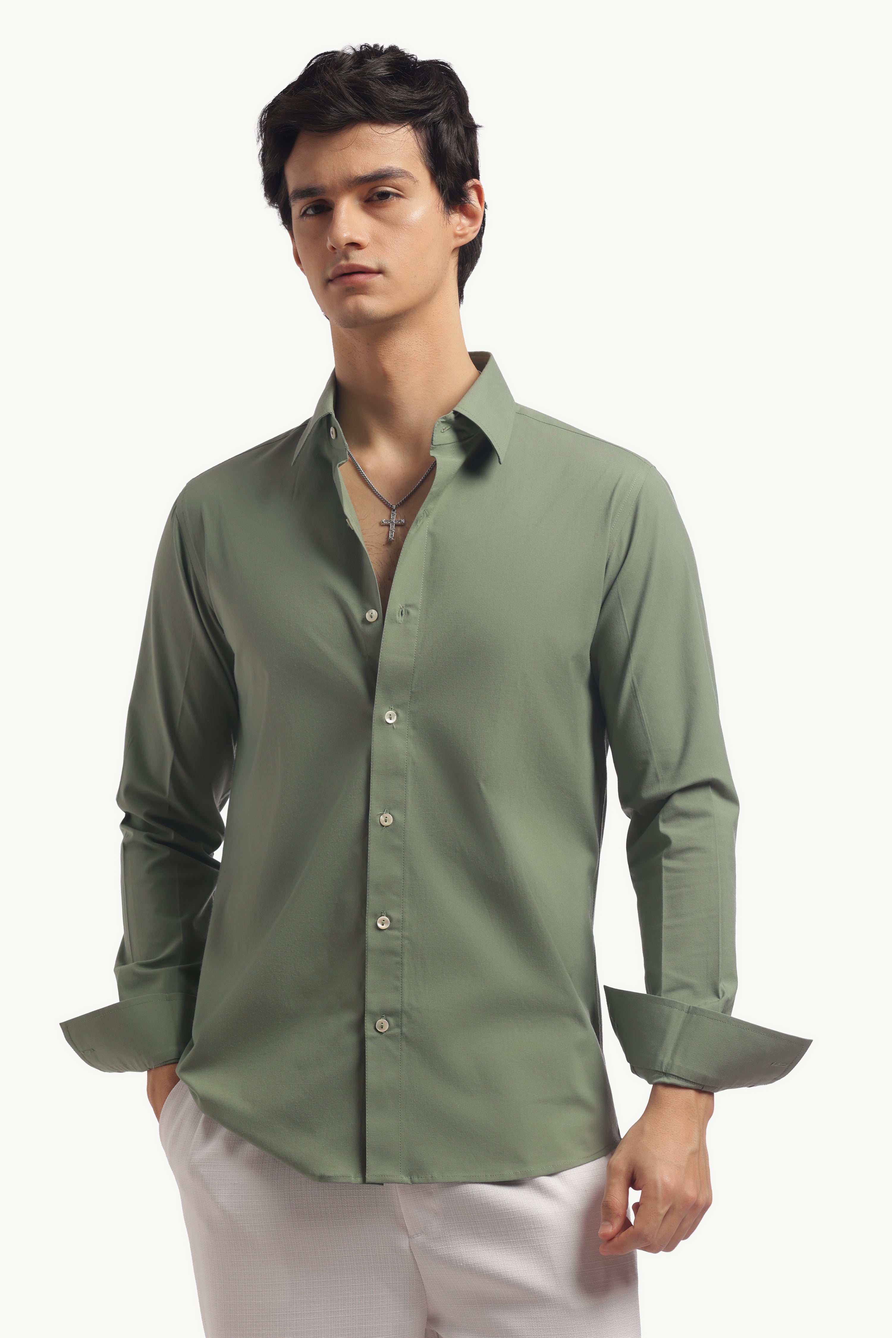 Muted Green Muscle Fit Classic Shirt