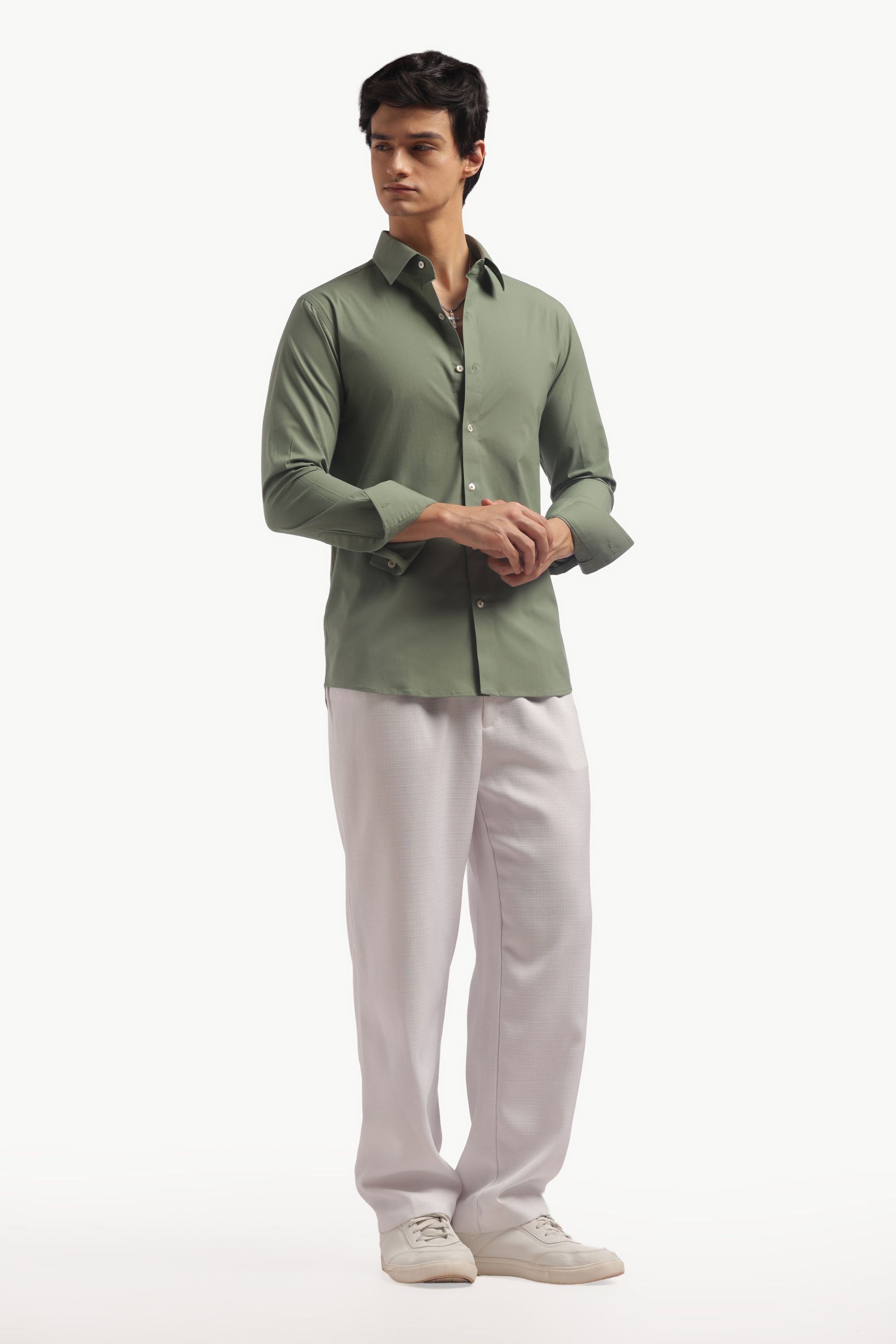 Muted Green Muscle Fit Classic Shirt