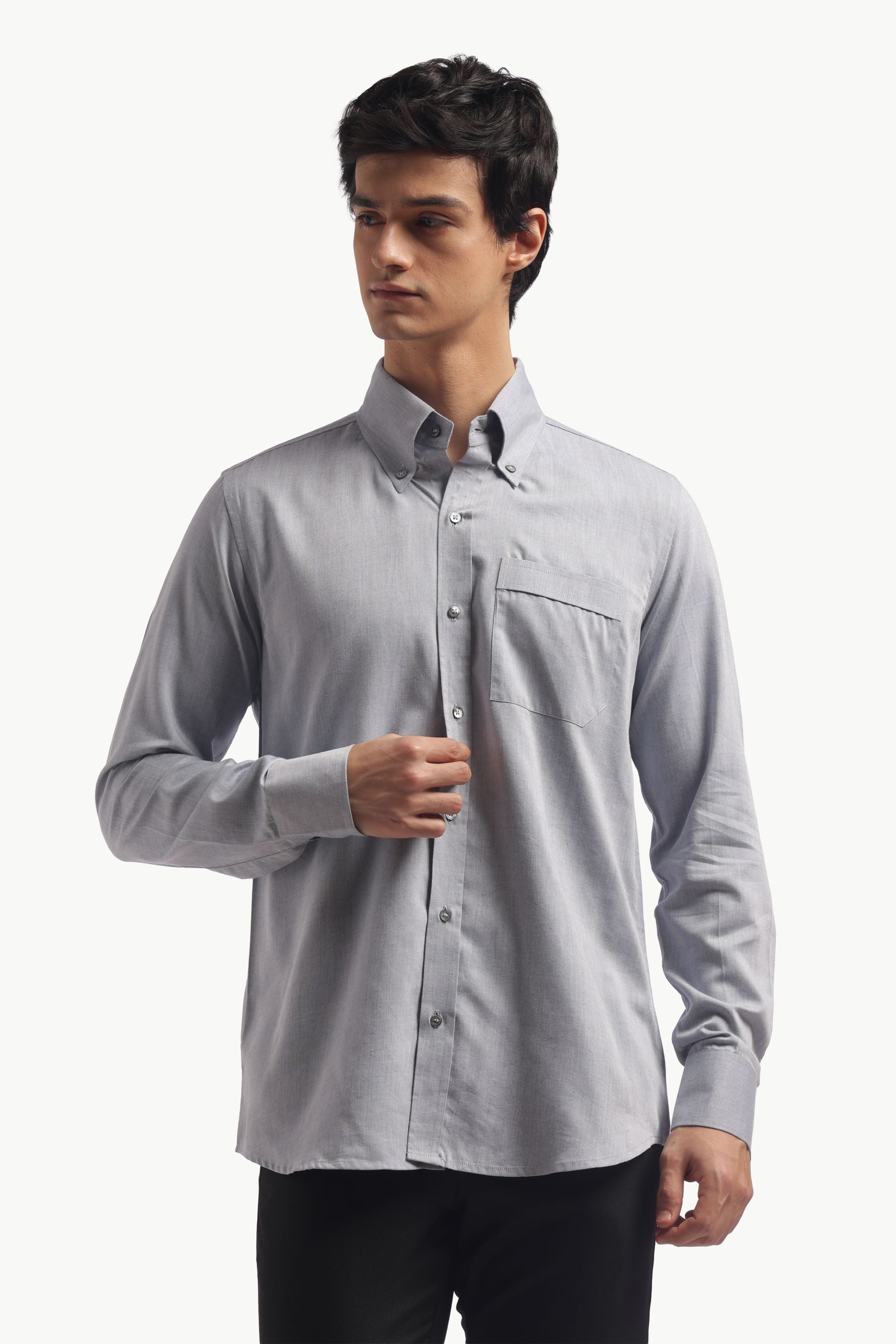 Pastel Blue Relax Fit Button Down Collar Shirt