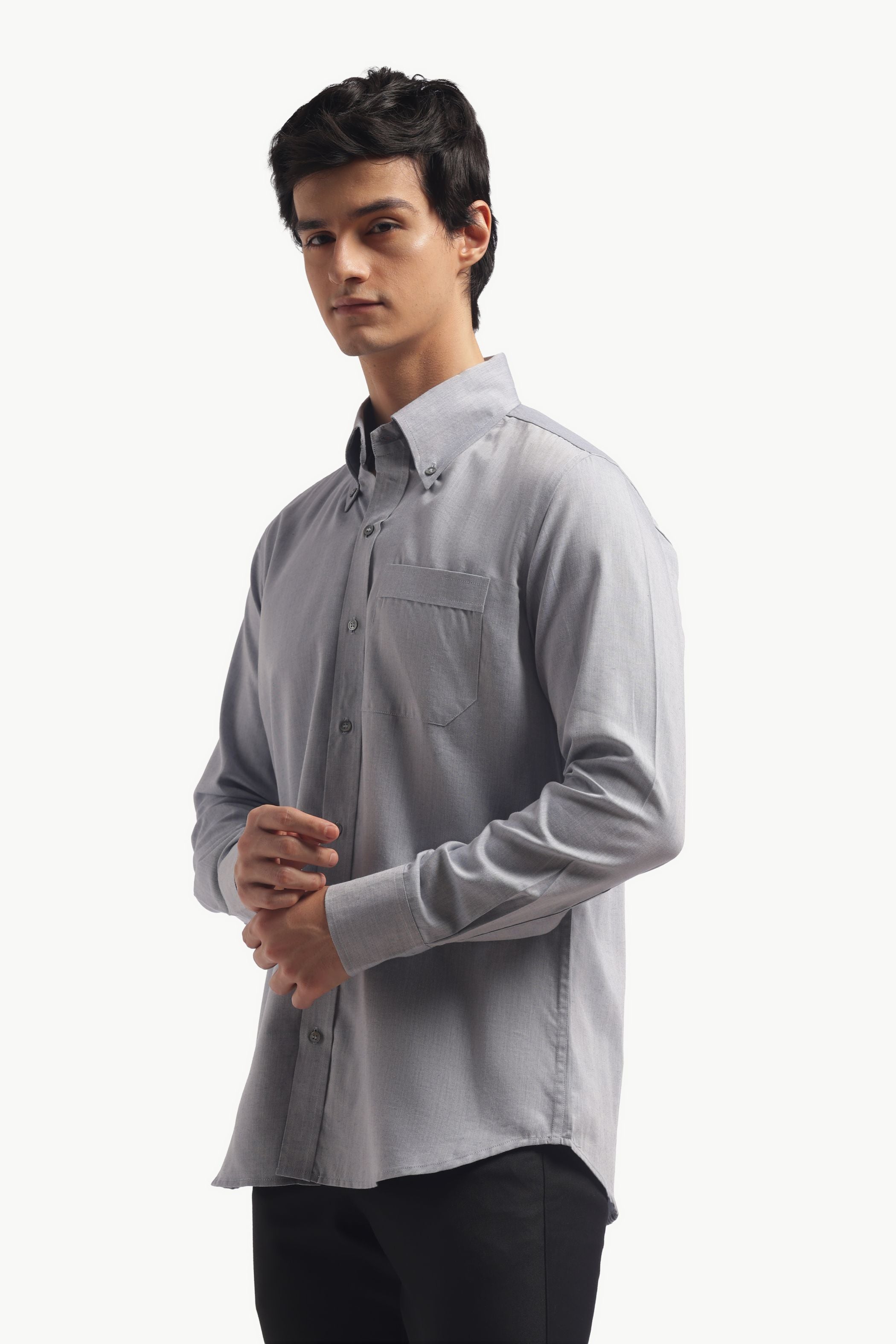 Pastel Blue Relax Fit Button Down Collar Shirt