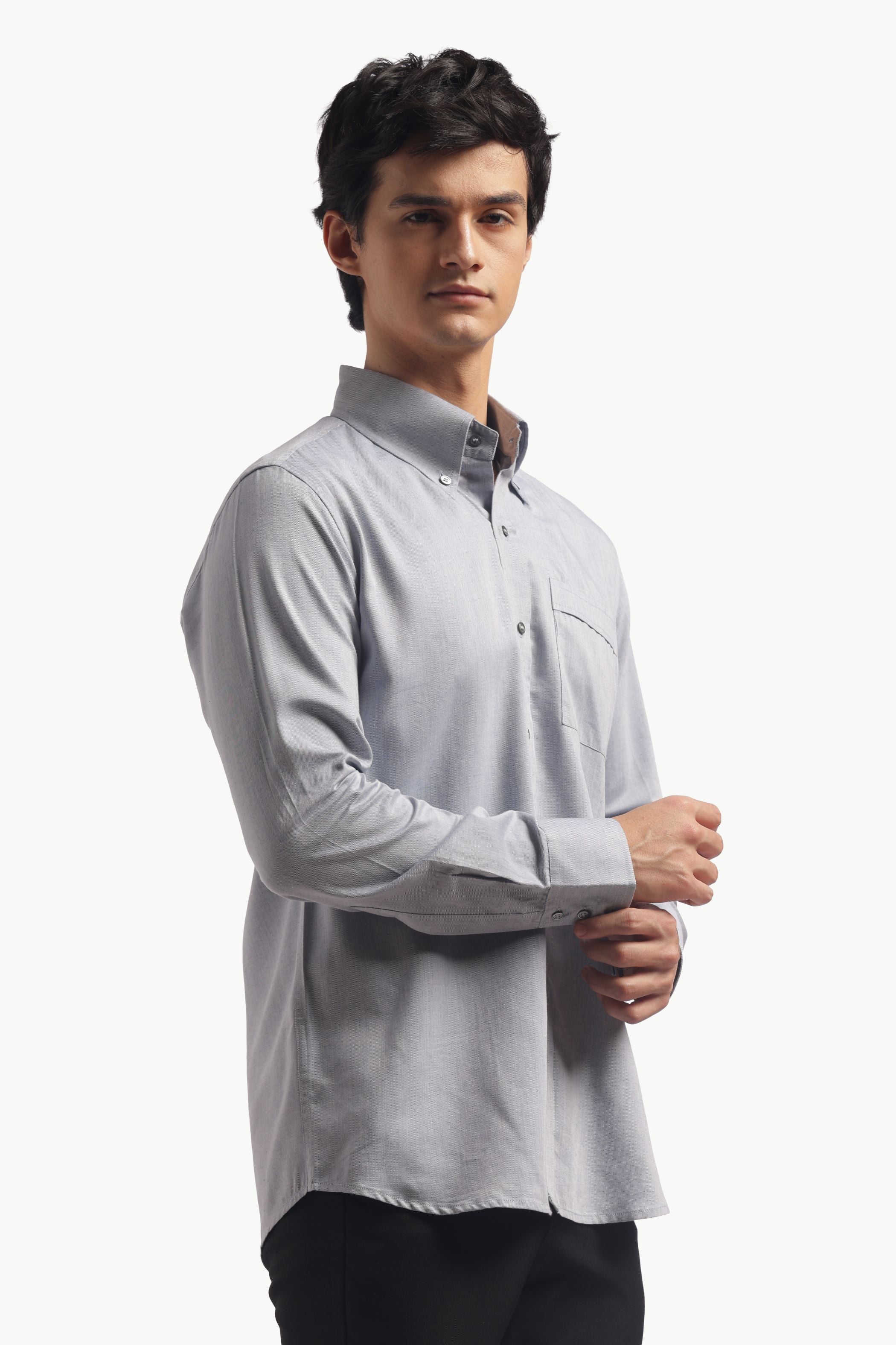 Pastel Blue Relax Fit Button Down Collar Shirt