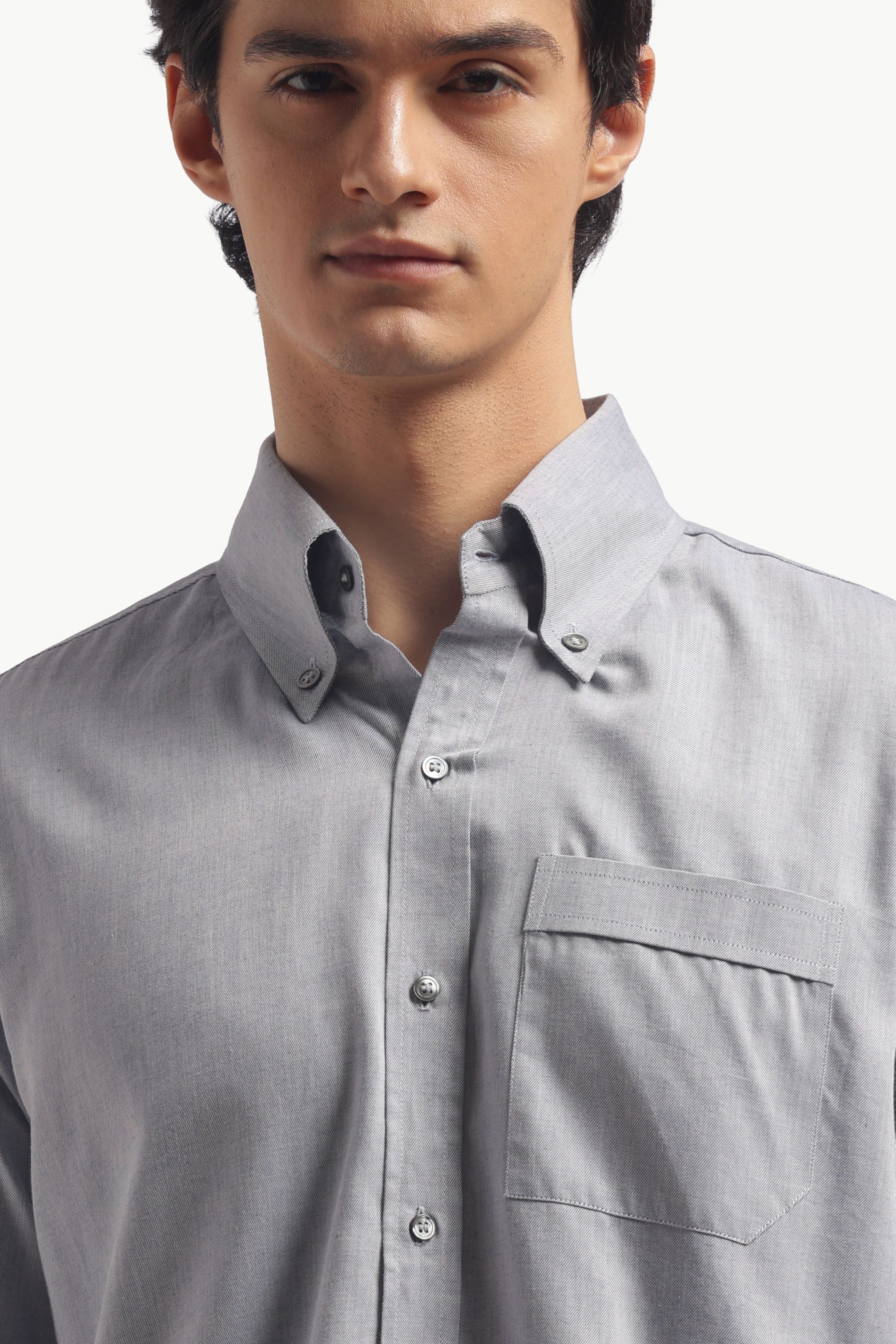 Pastel Blue Relax Fit Button Down Collar Shirt