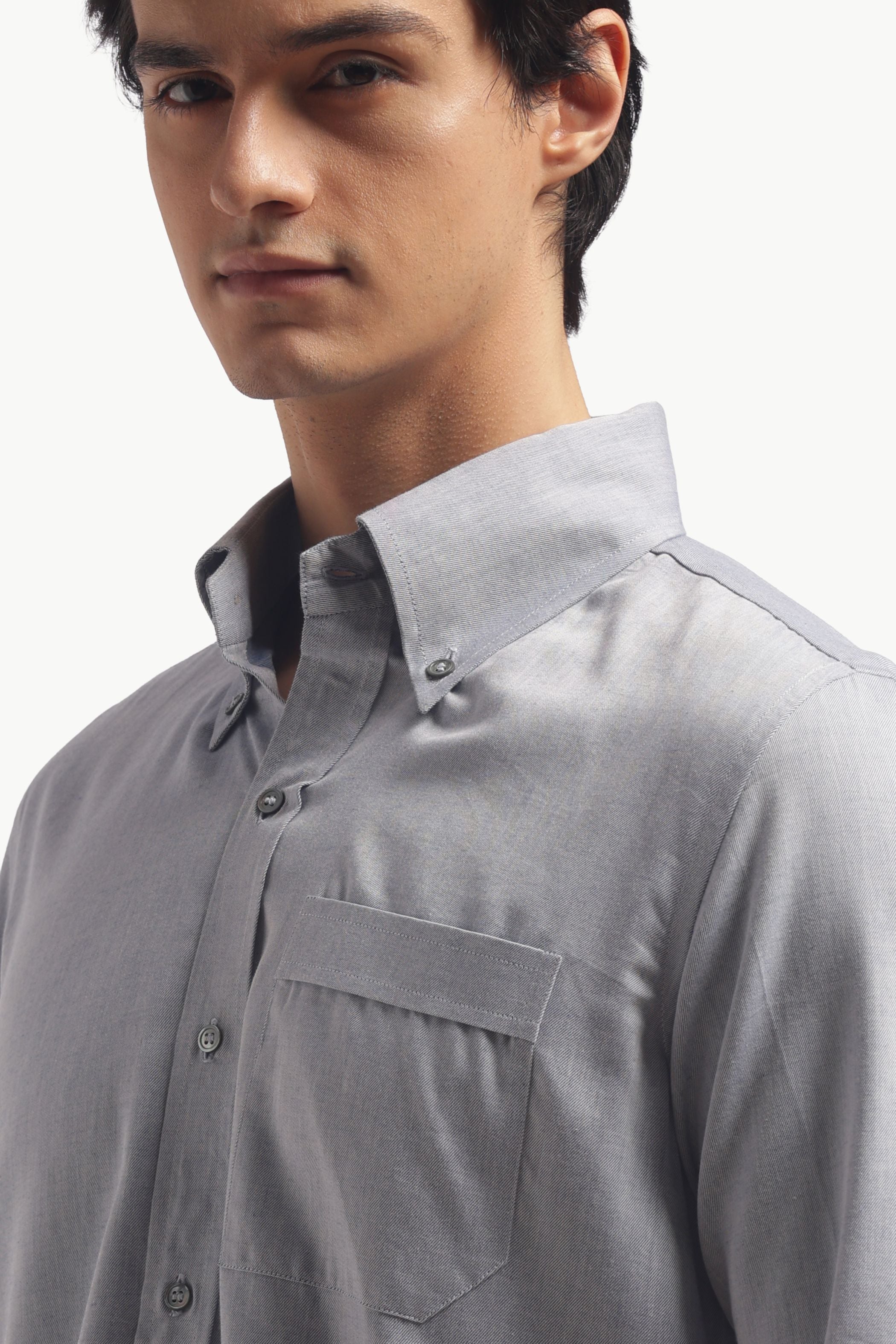 Pastel Blue Relax Fit Button Down Collar Shirt