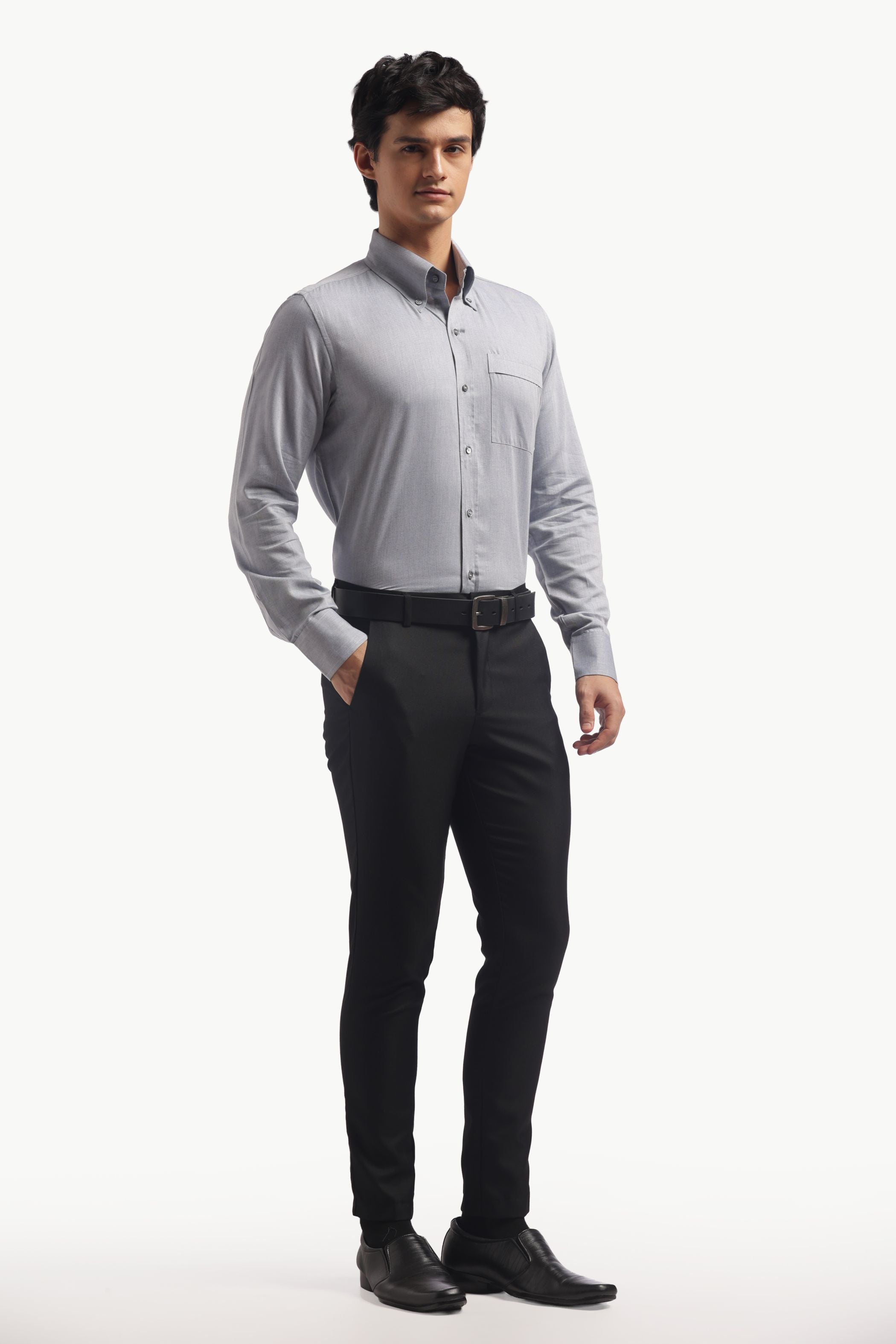 Pastel Blue Relax Fit Button Down Collar Shirt