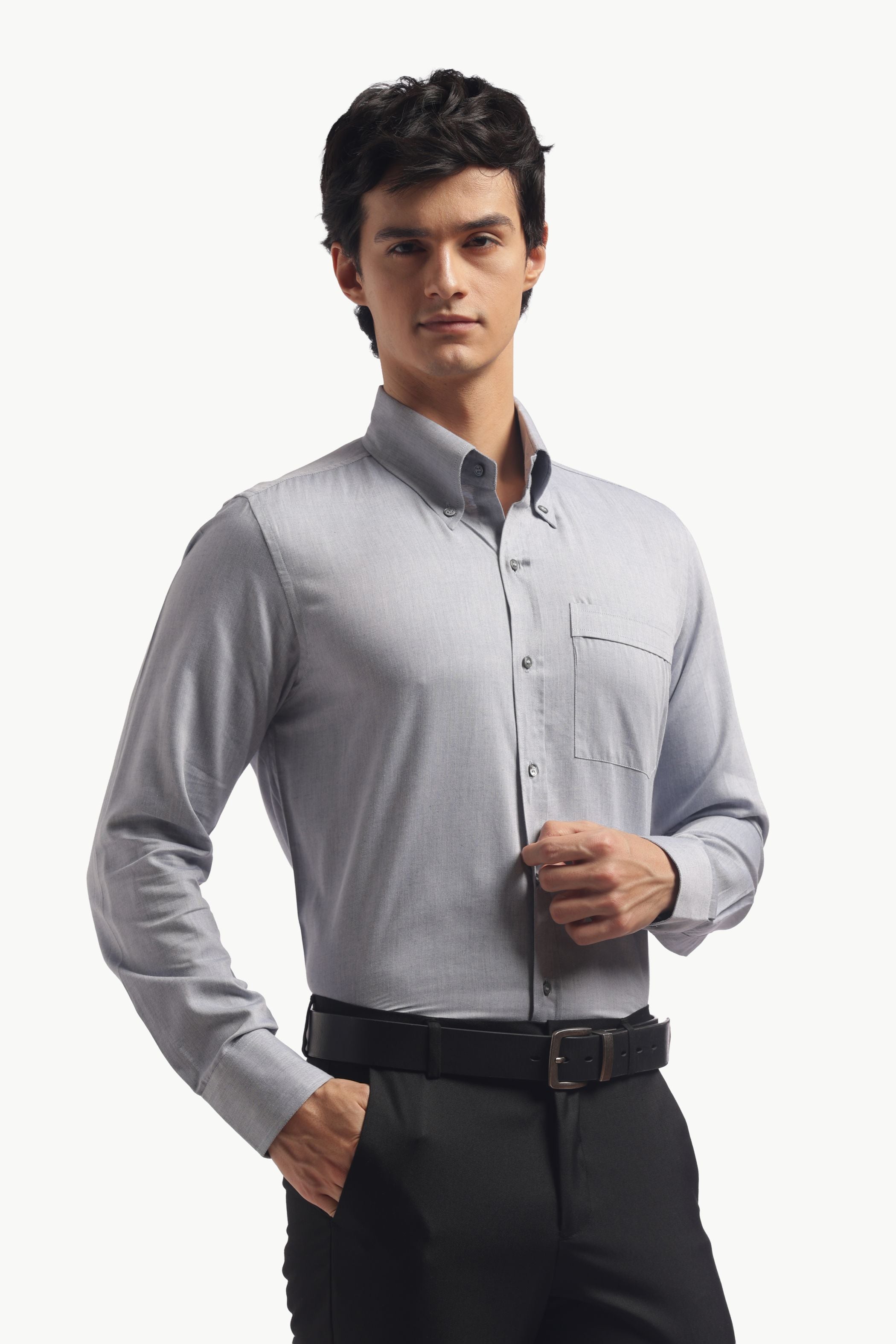 Pastel Blue Relax Fit Button Down Collar Shirt