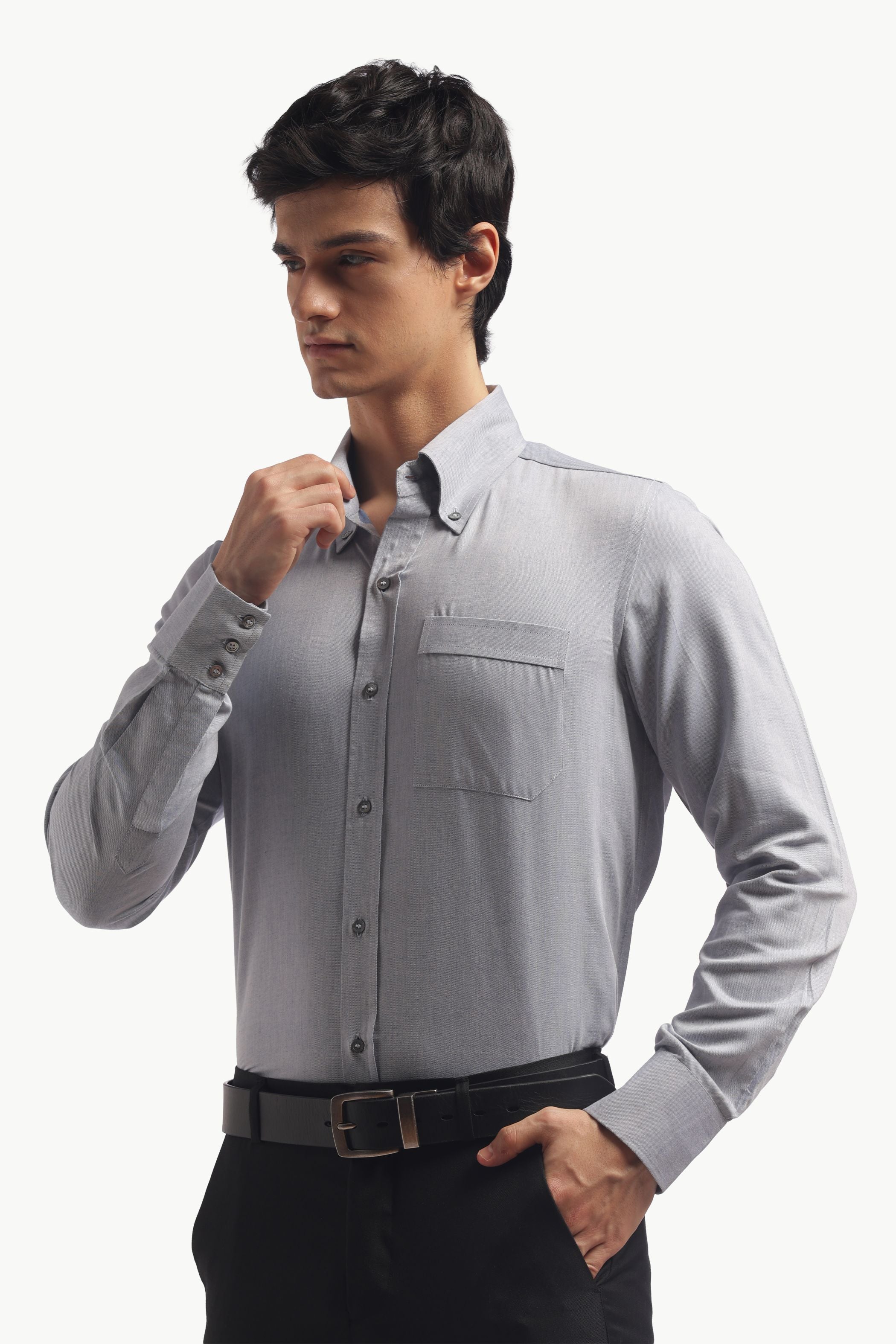 Pastel Blue Relax Fit Button Down Collar Shirt