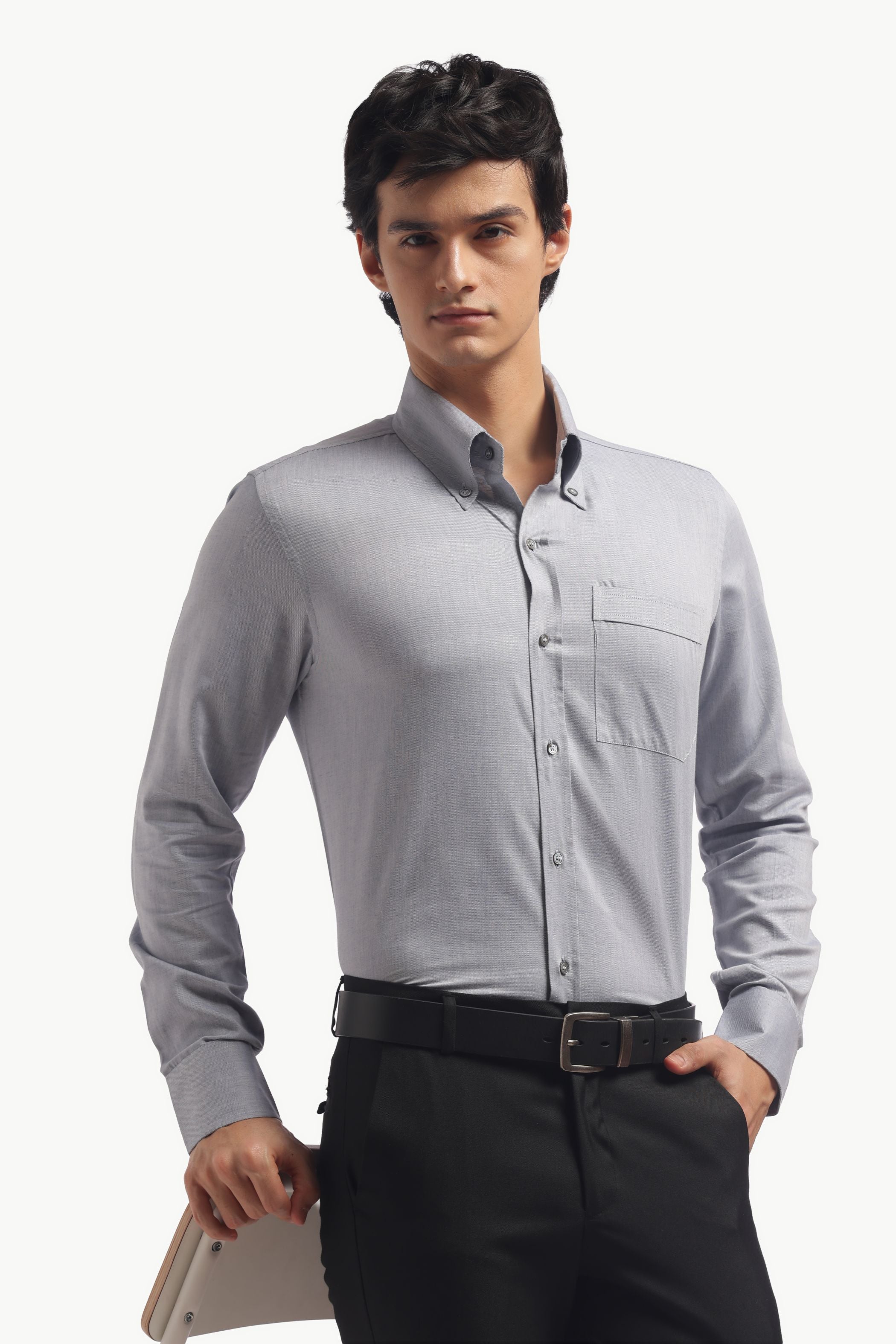 Pastel Blue Relax Fit Button Down Collar Shirt