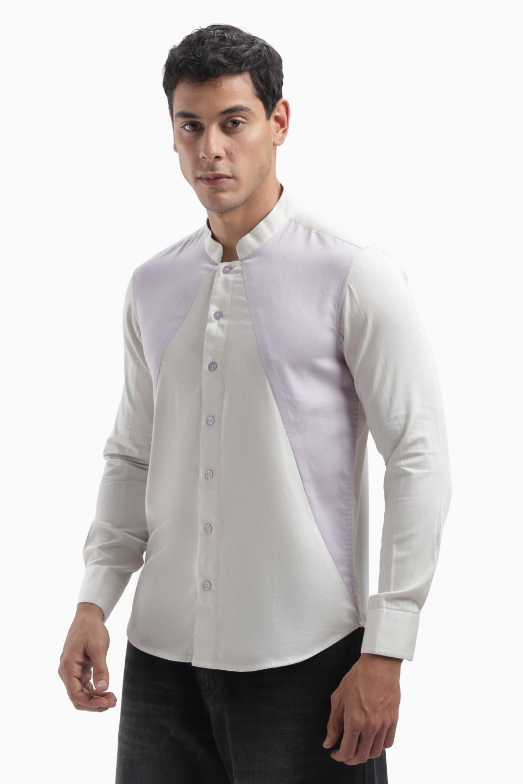 Light Grey Color Block Shirt