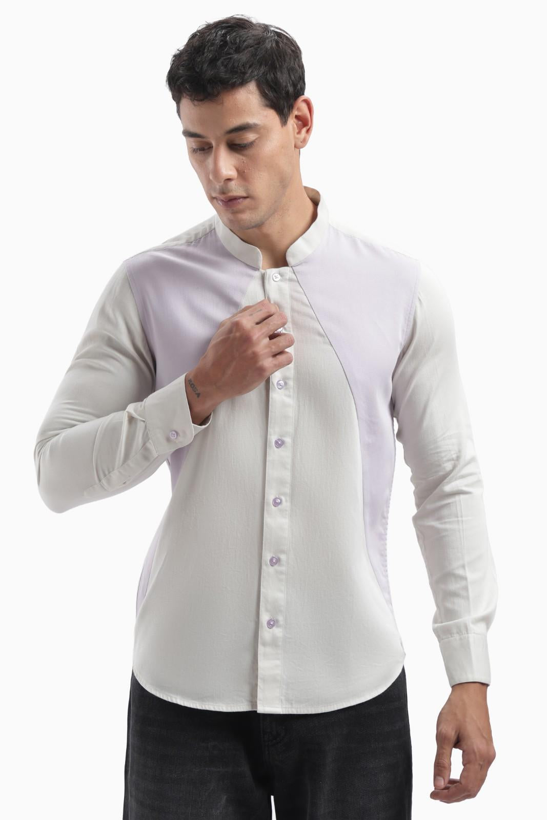 Light Grey Color Block Shirt