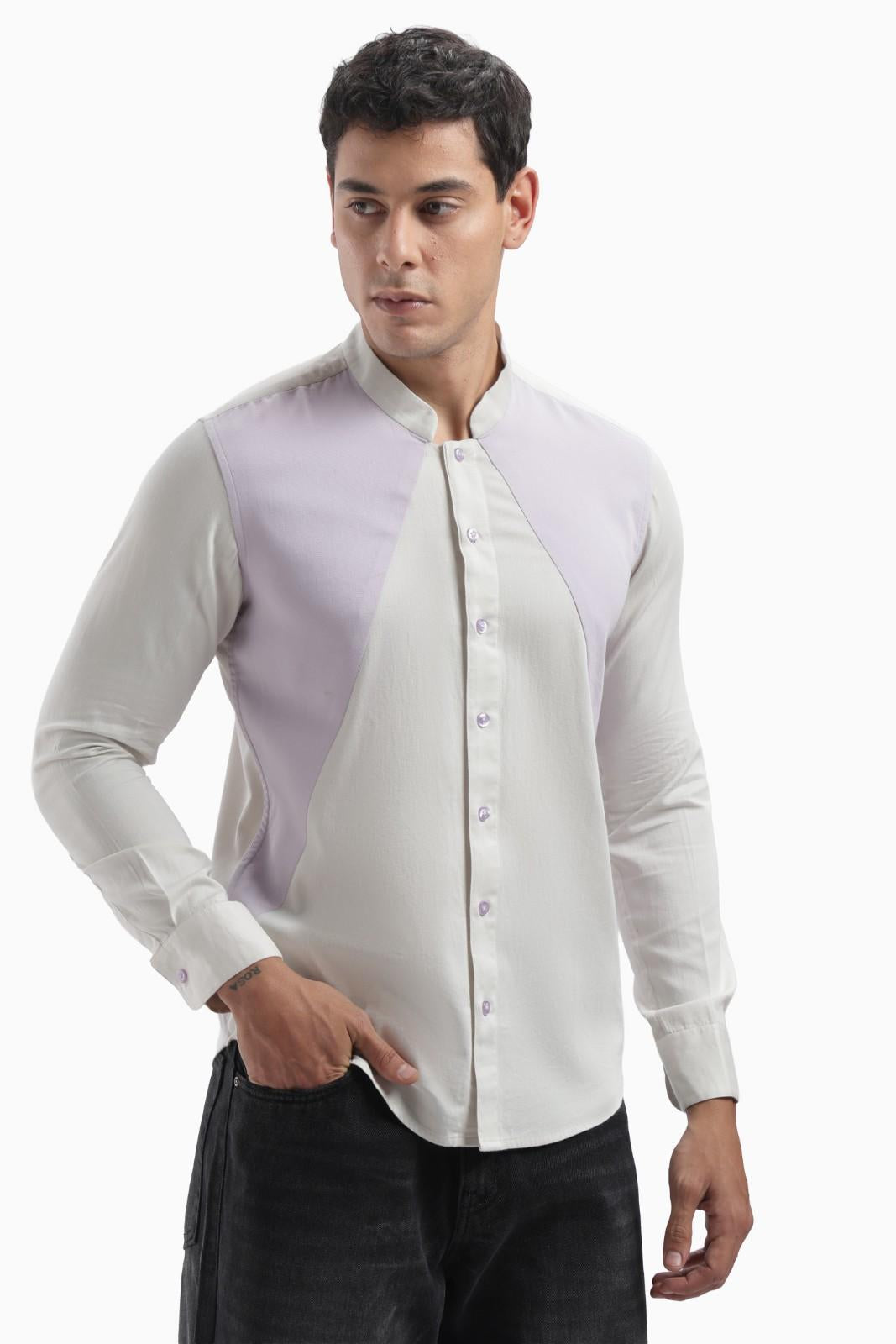 Light Grey Color Block Shirt