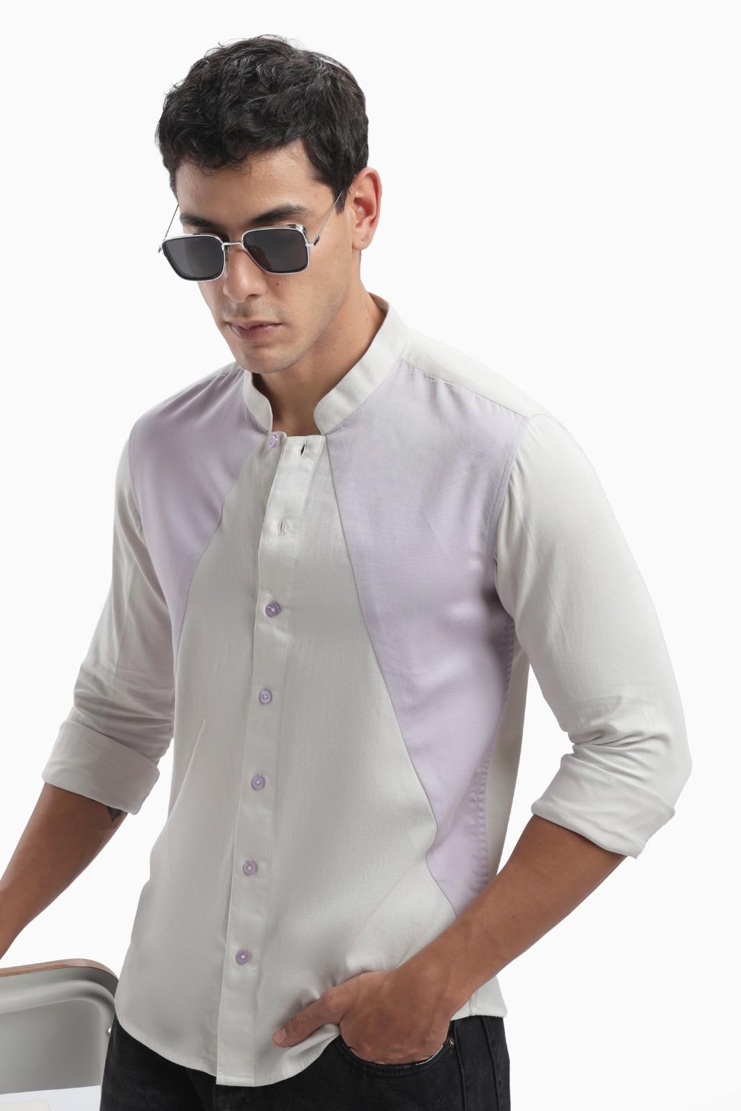 Light Grey Color Block Shirt