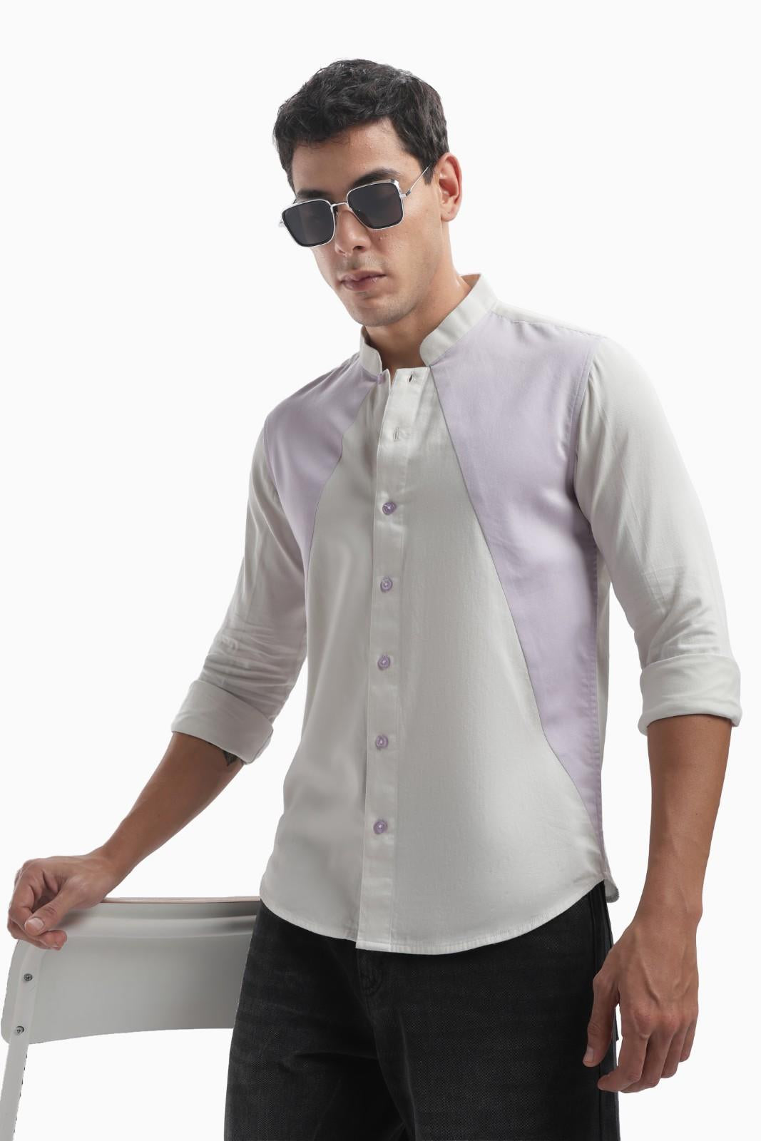 Light Grey Color Block Shirt