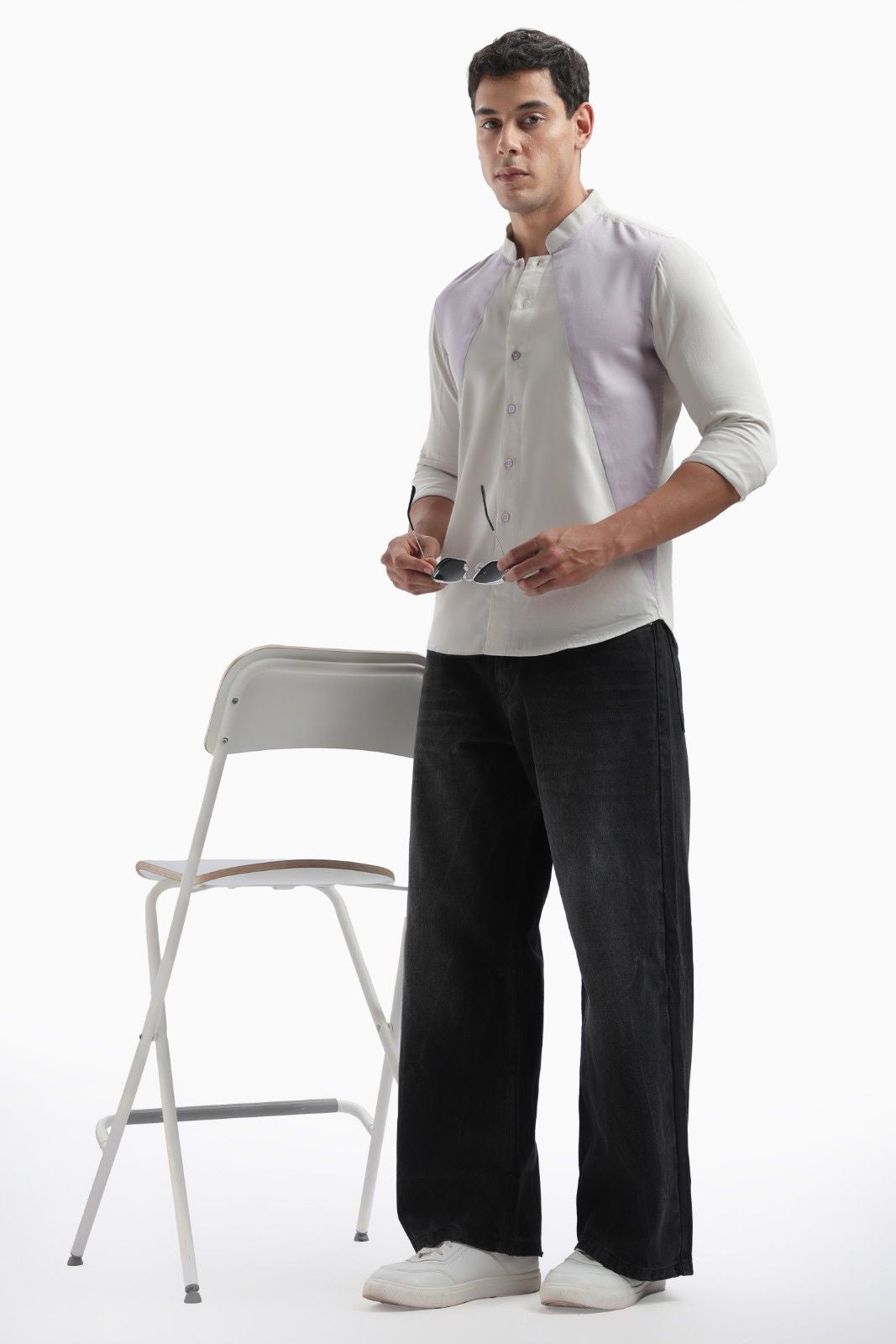 Light Grey Color Block Shirt