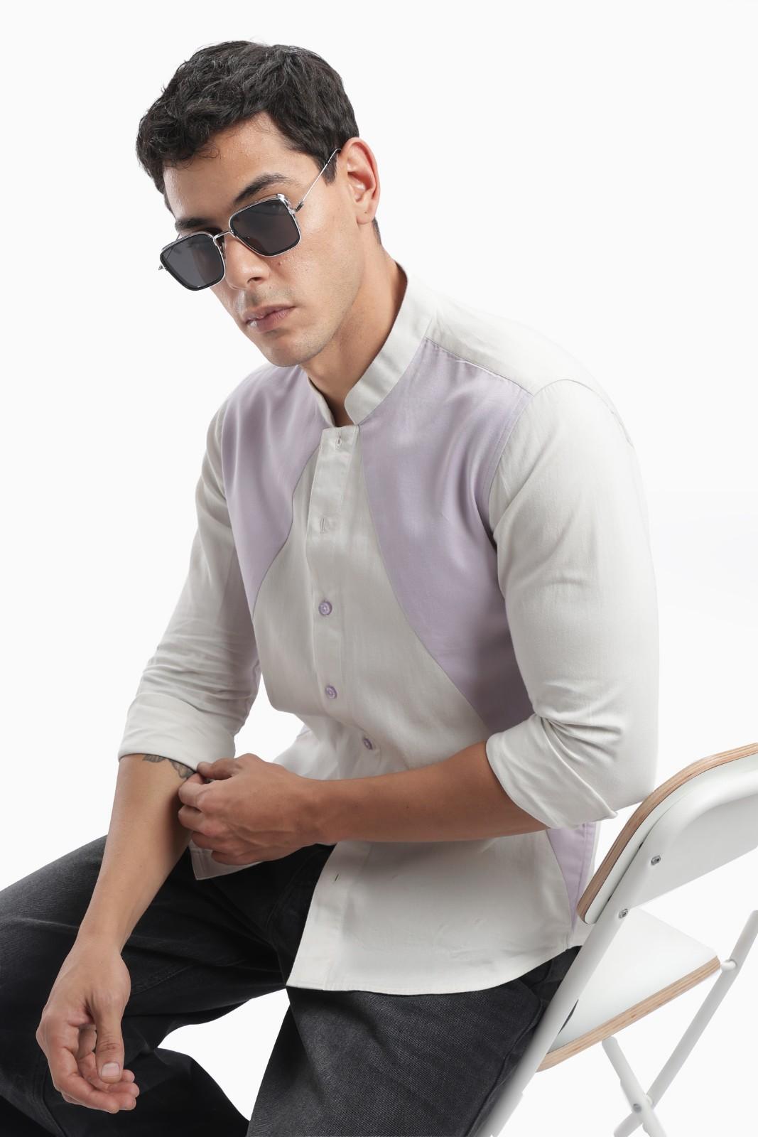 Light Grey Color Block Shirt