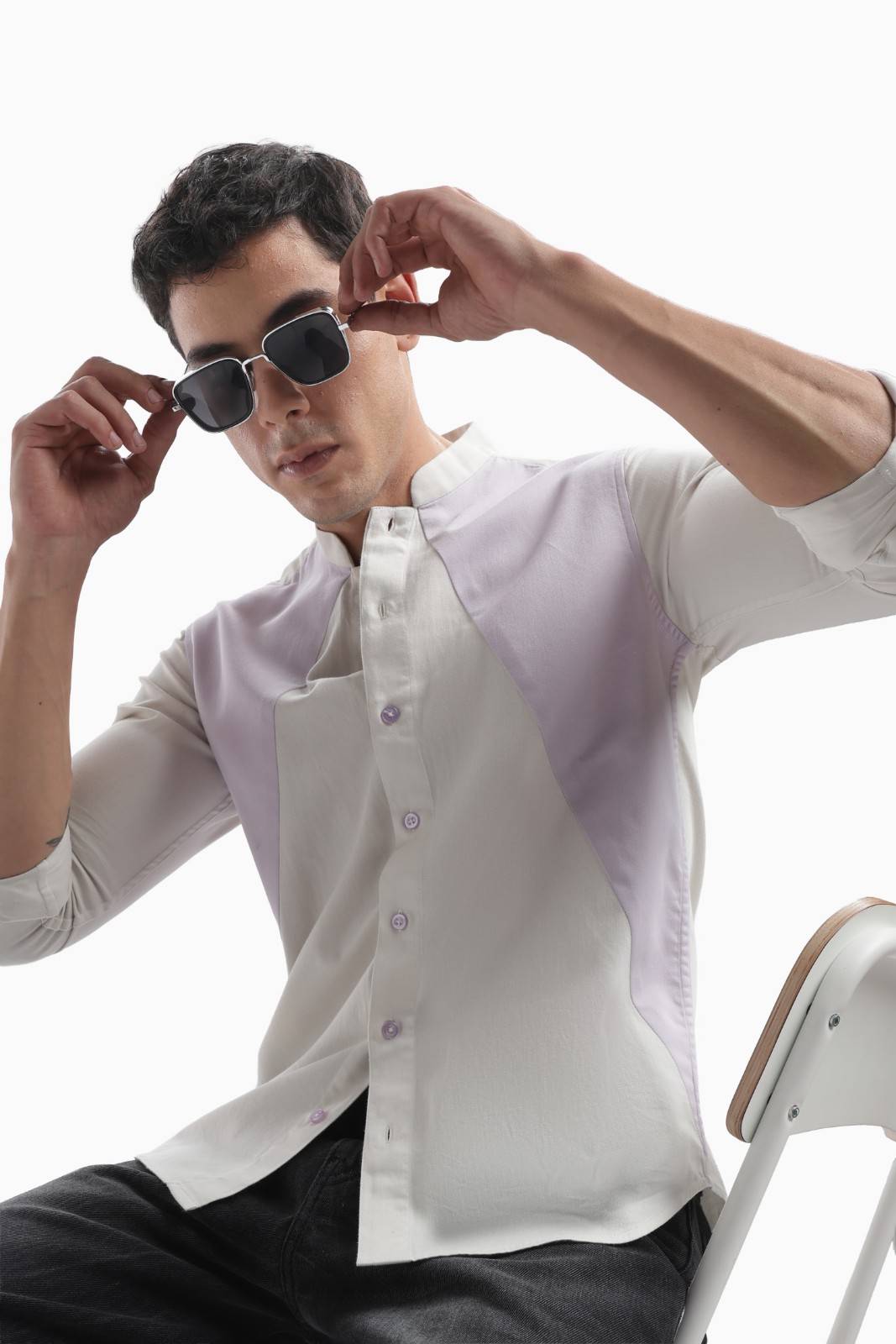 Light Grey Color Block Shirt