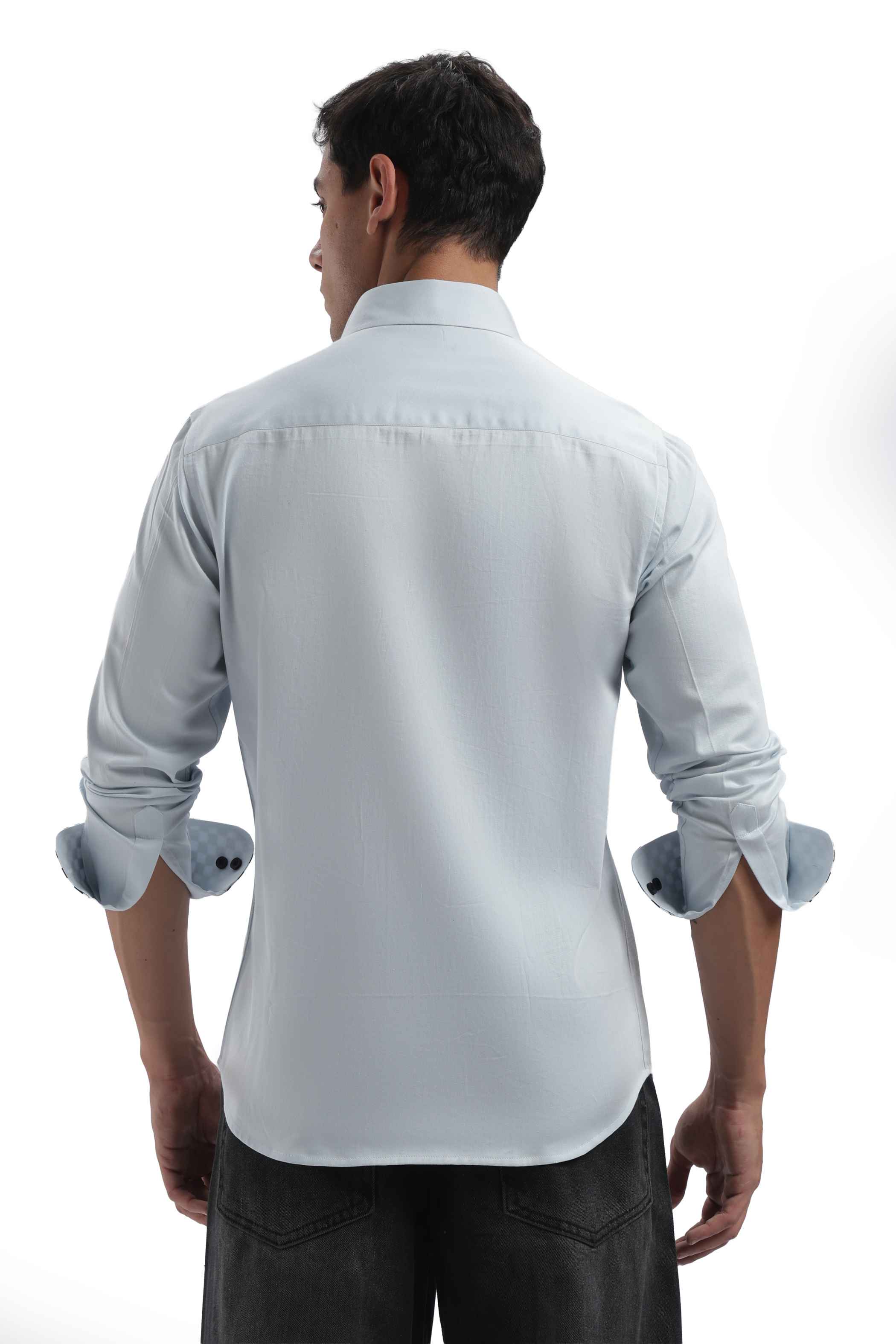 Light Blue Checks Detail Shirt