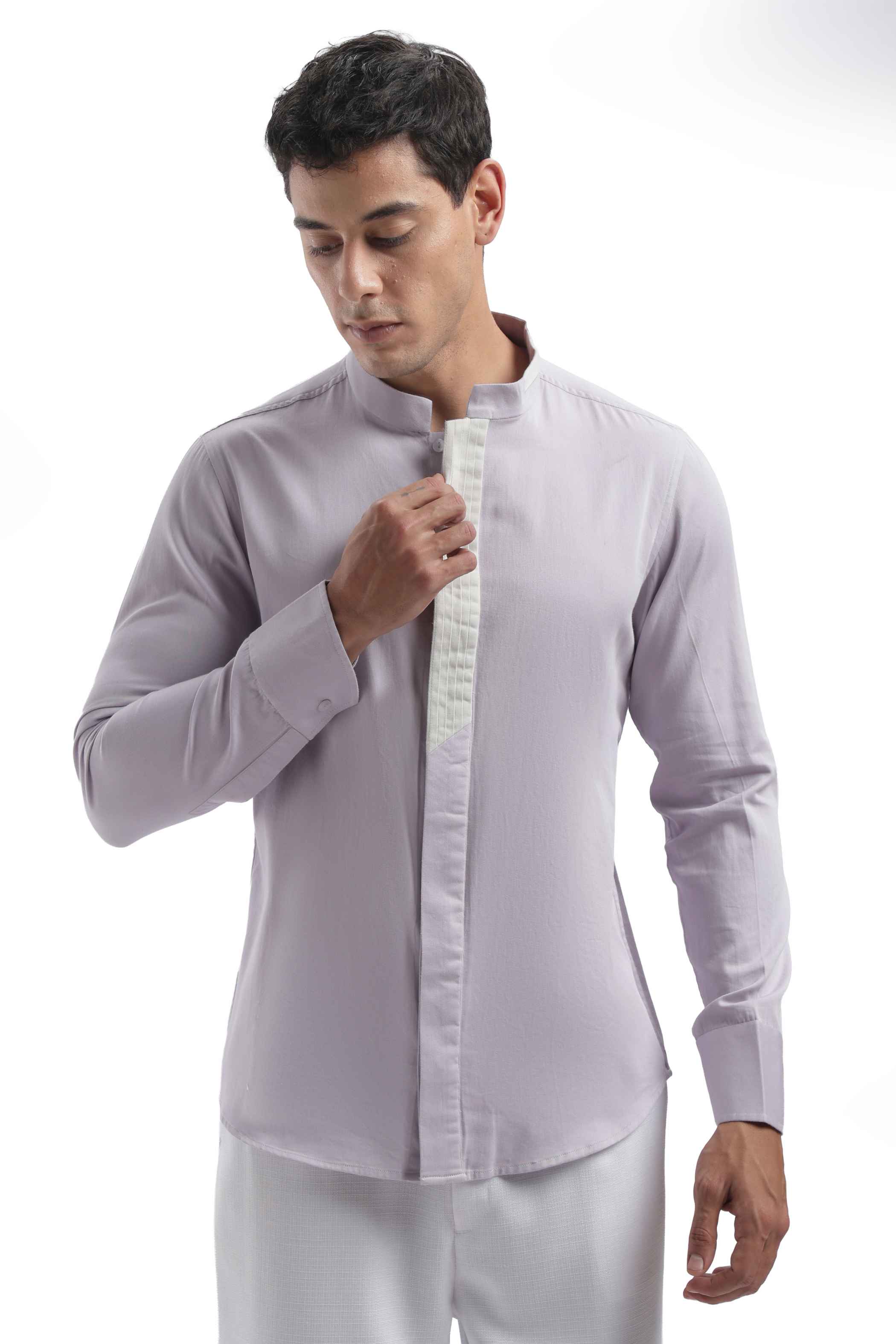 Purple Chinese Collar Shirt