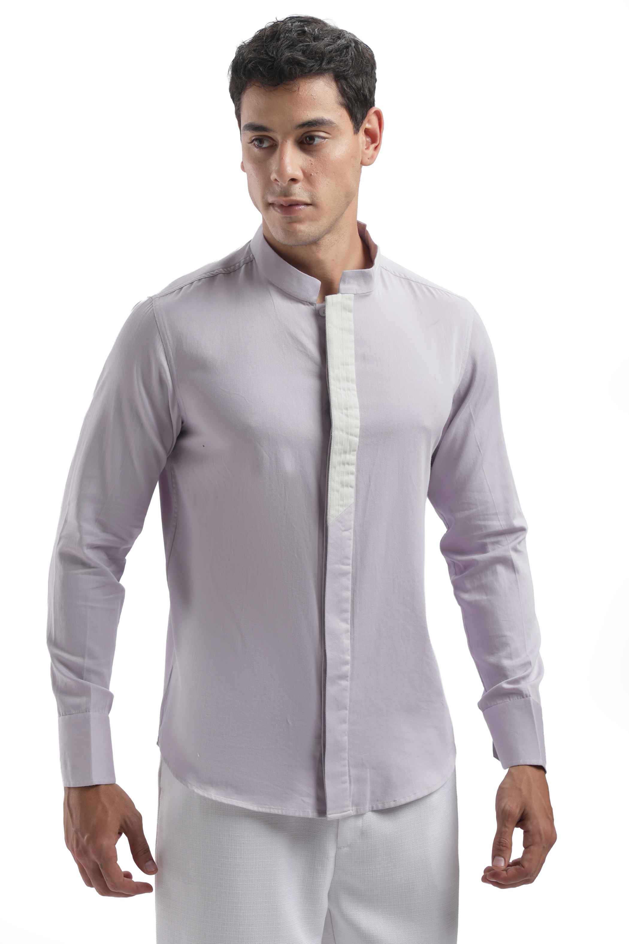 Purple Chinese Collar Shirt