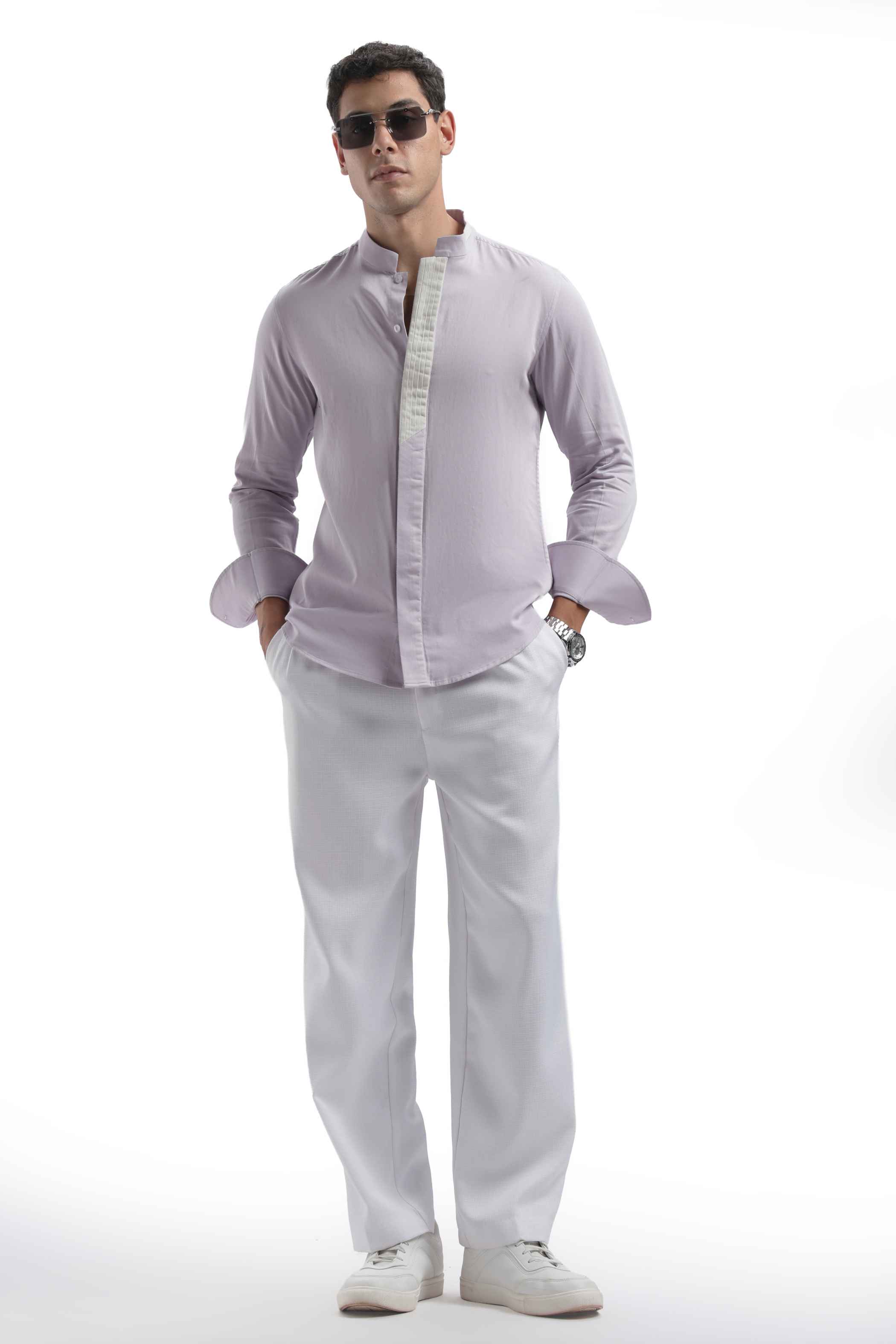 Purple Chinese Collar Shirt