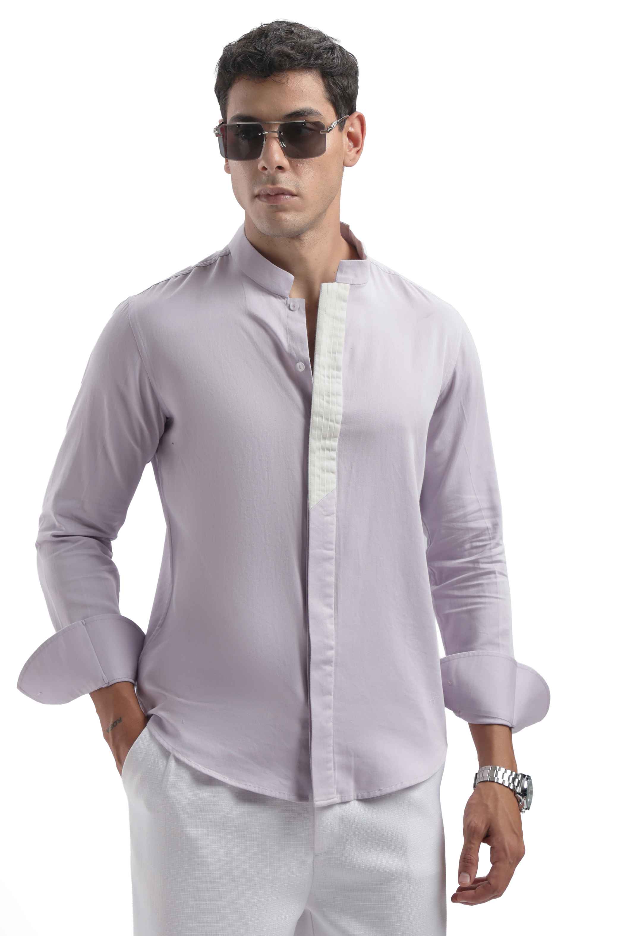 Purple Chinese Collar Shirt