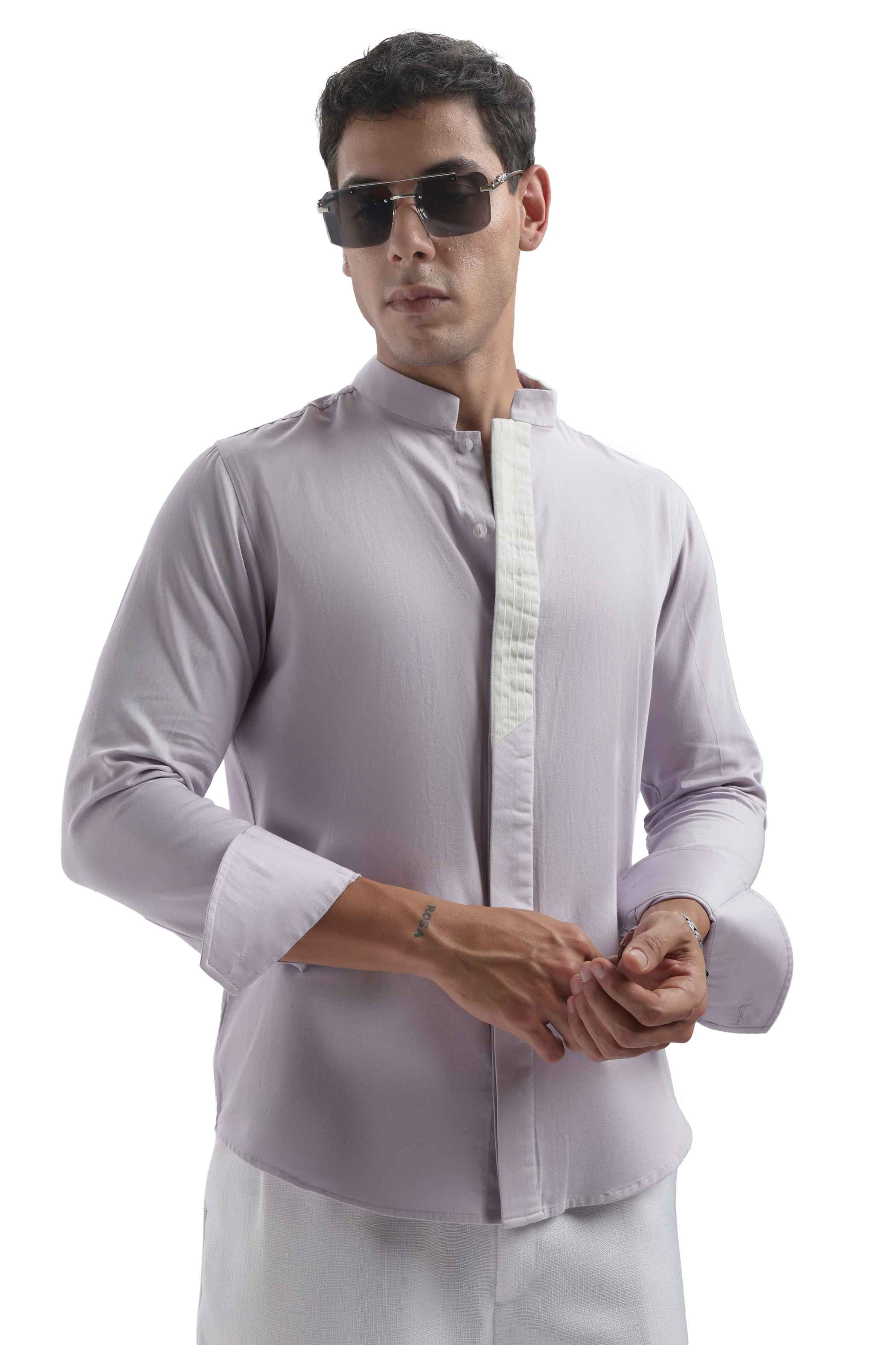 Purple Chinese Collar Shirt