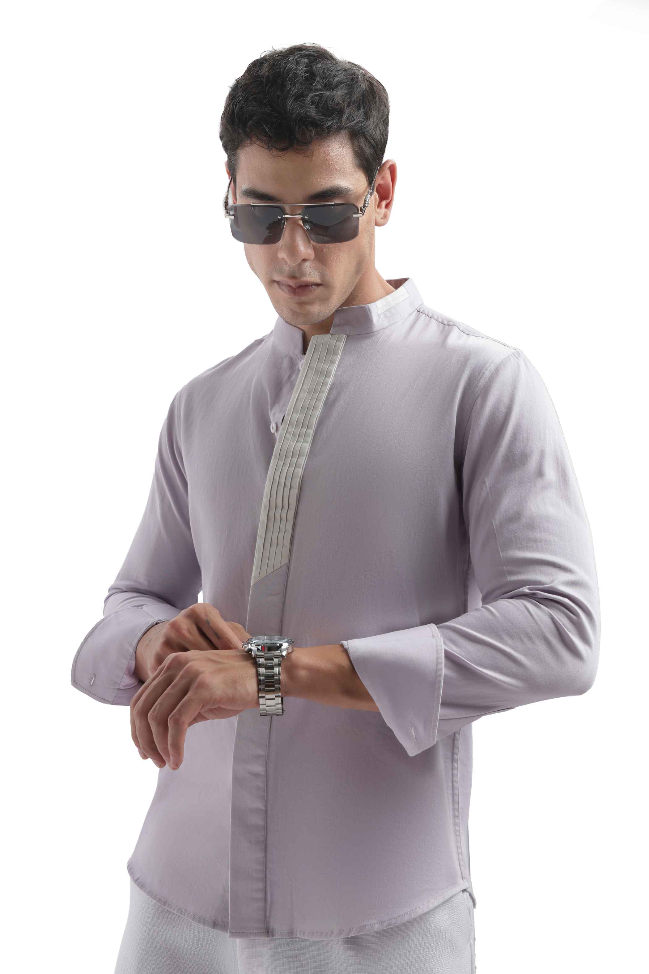 Purple Chinese Collar Shirt