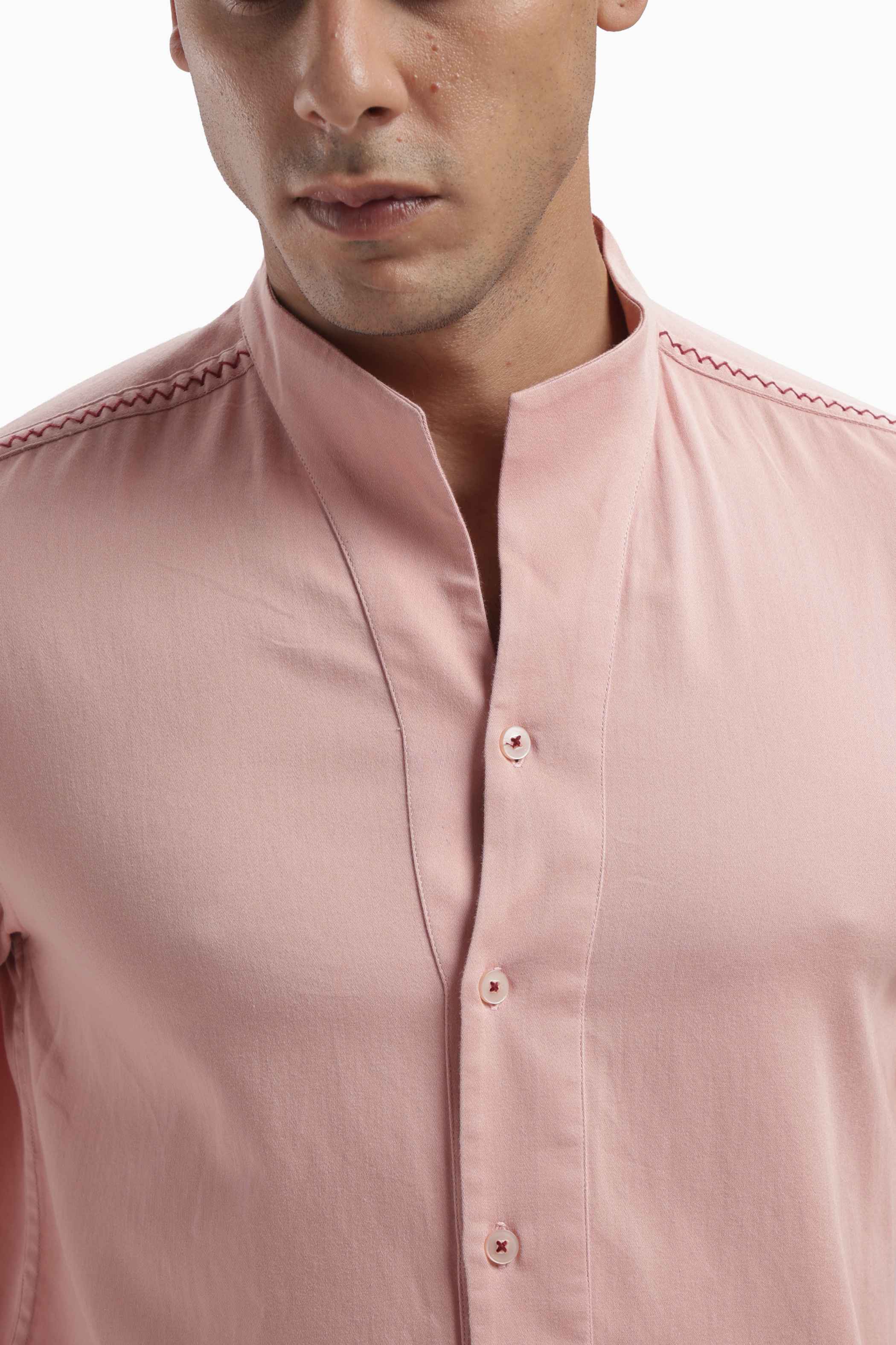 Pink High Collar Shirt