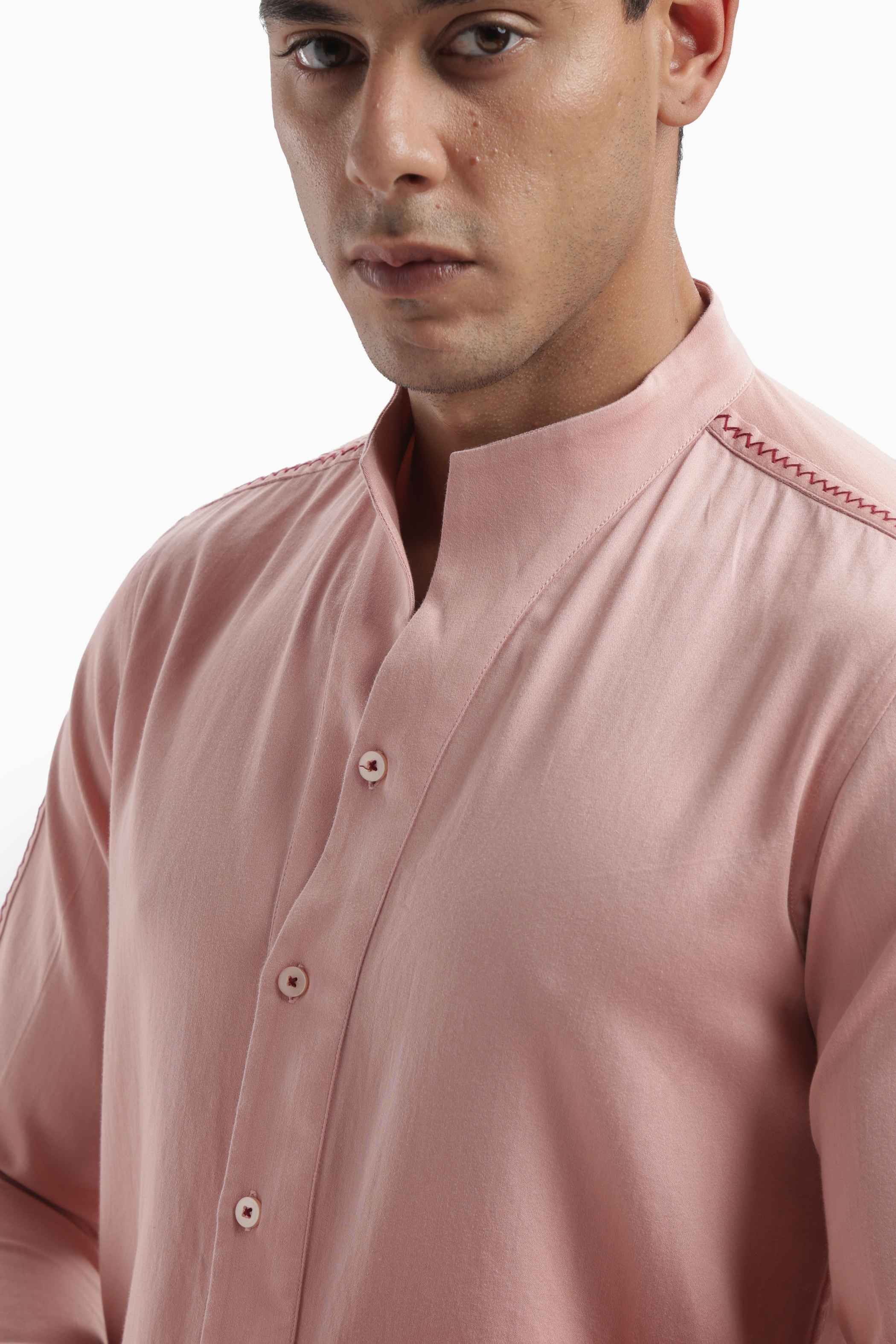 Pink High Collar Shirt